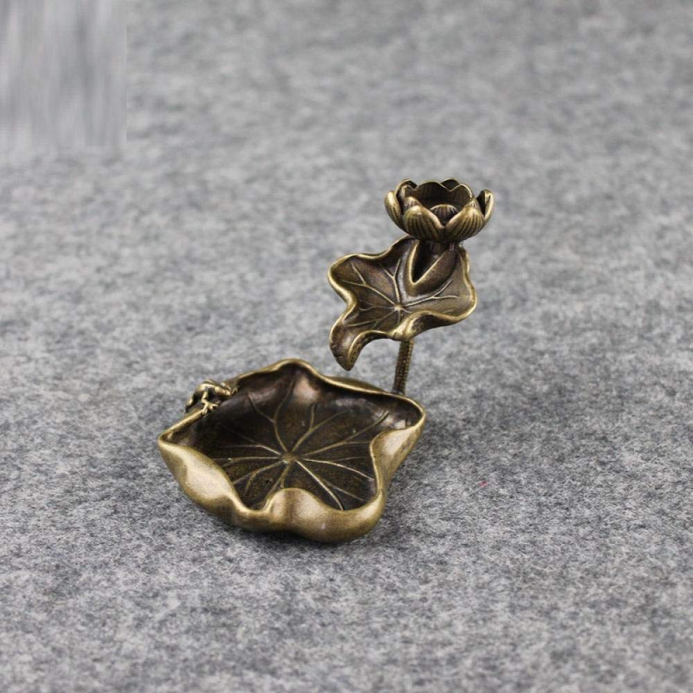 ZQQQC Brass Lotus Leaf Backflow Incense Burner - Handcrafted Sculpture Statue for Home Decor, Meditation & Yoga Room Aromatherapy