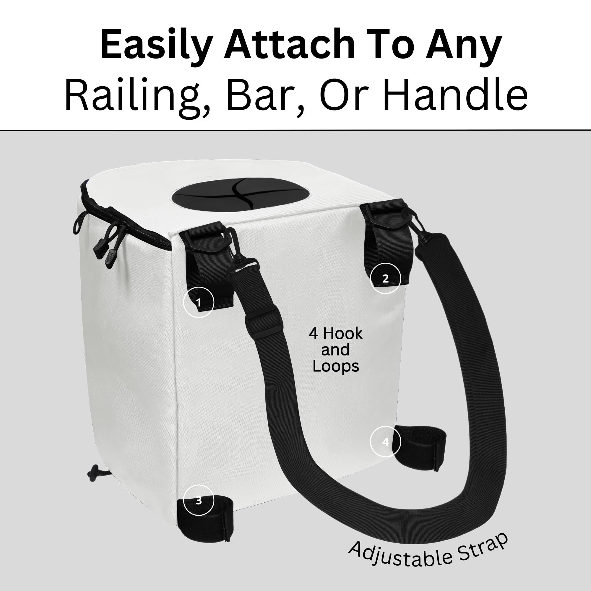 Portable Collapsible 8 Gallon Trash Can for Boating, Camping, Kayaking, Fishing & Beach - Durable Waterproof Waste Bin with Inner Bucket - Essential Boat, RV, Hiking & Outdoor Gear (White) - Perfect for Picnics, Tailgating & Marine Use