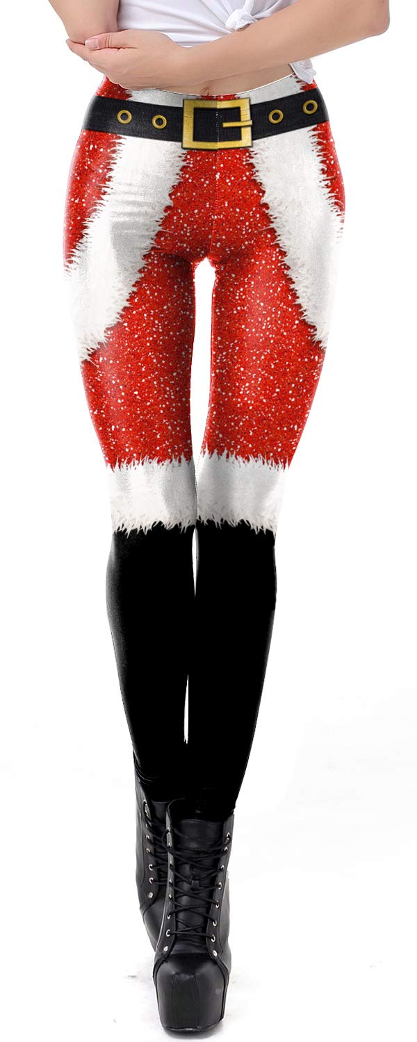 Jumppmile Women's Ugly Christmas Leggings - Festive 3D Printed Holiday Pants for Xmas Parties & Family Gatherings