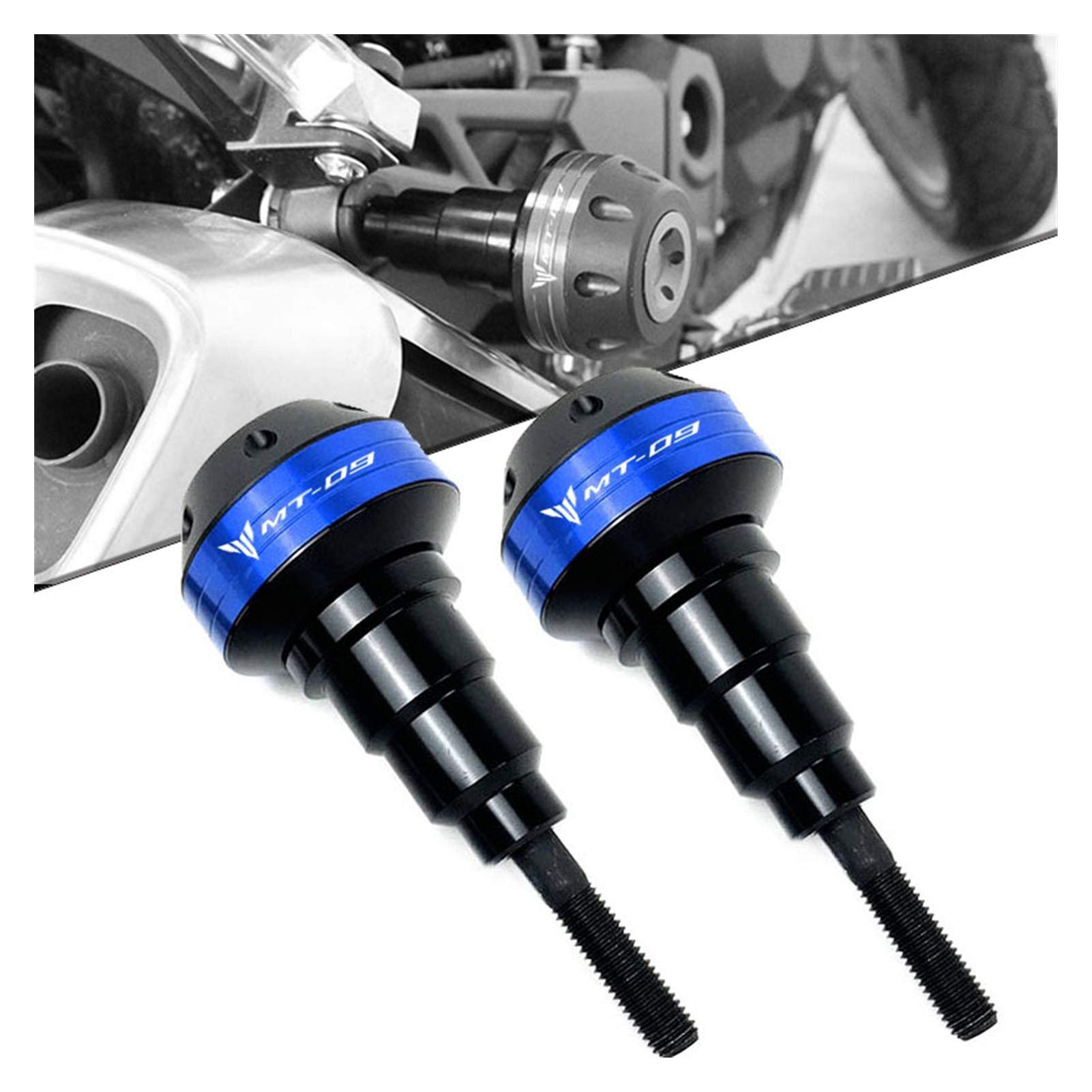 Yamaha MT-07 MT-09 Motorcycle Frame Sliders (2014-2021) - Aluminum Crash Protectors, Fairing Side Guards - Gold Color | Impact Protection for Street Riding & Parking Safety