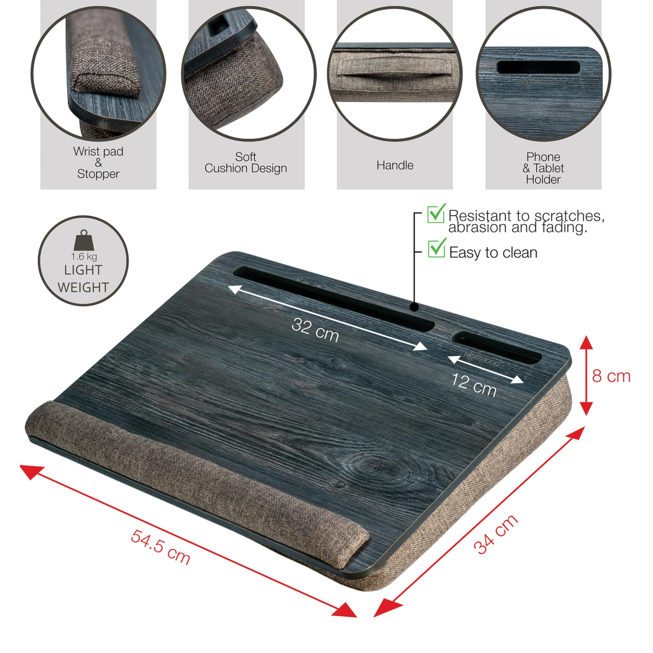 Ergonomic Adjustable Wooden Laptop Stand for Desk with Cushion - Height Adjustable Laptop Riser for 17.3