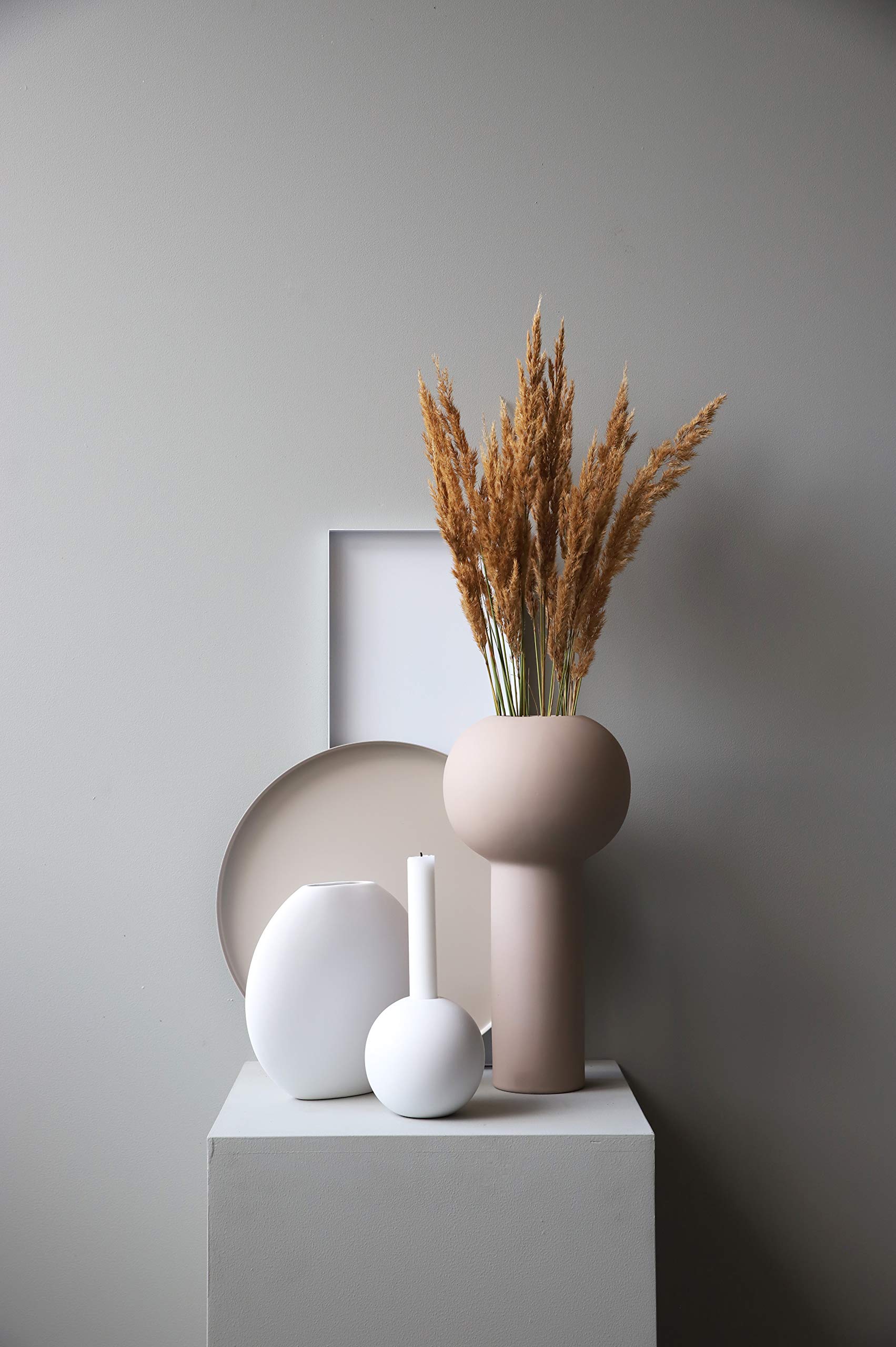 Handmade Ceramic Pastille Vase - 20cm Diameter, 19cm Height - White Home Decor for Living Room, Dining Table & Wedding Centerpieces