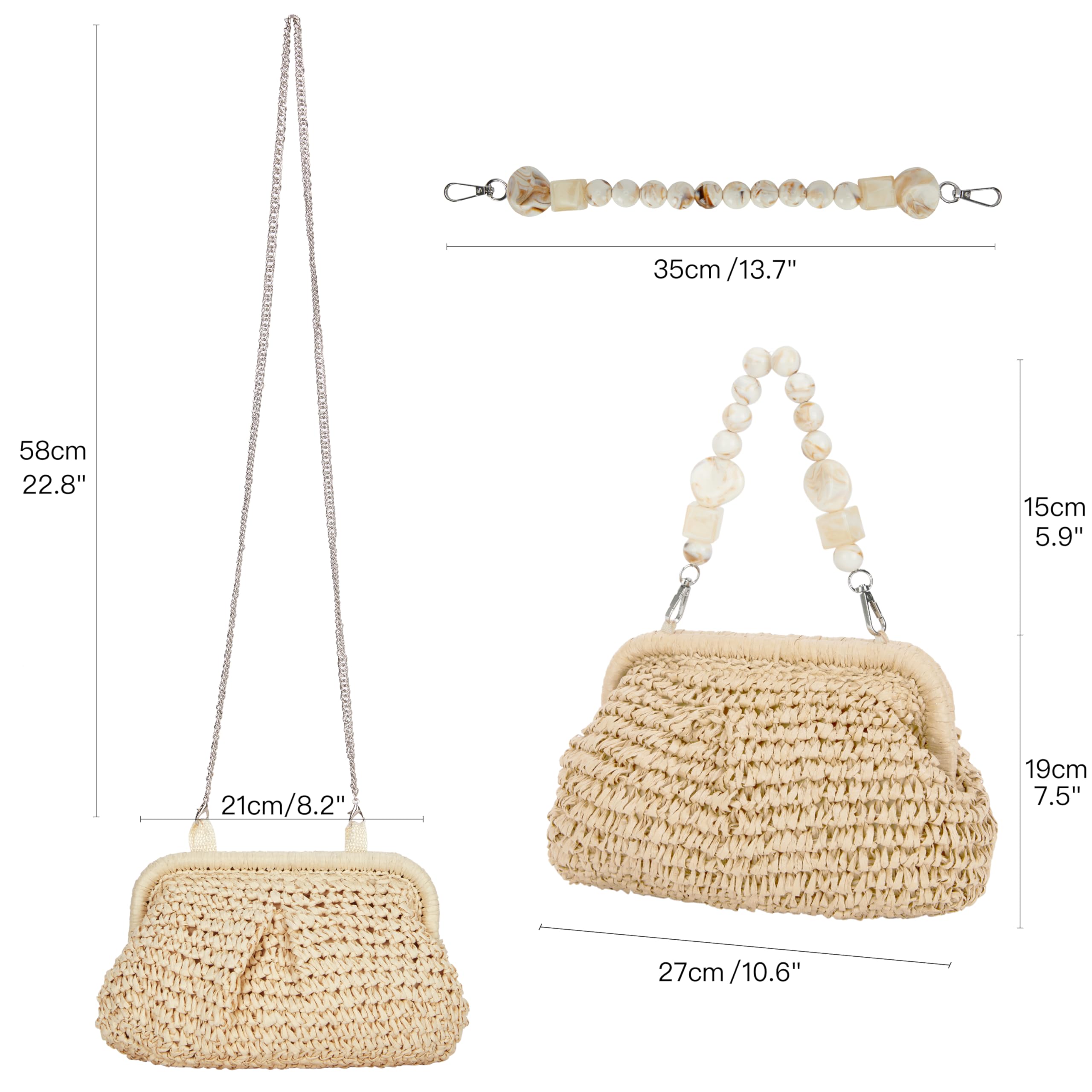 Stylish Woven Straw Handbags for Women - Casual Crossbody Purse & Small Clutch - Perfect for Beach Parties, Summer Outings & Boho Fashion Accessories