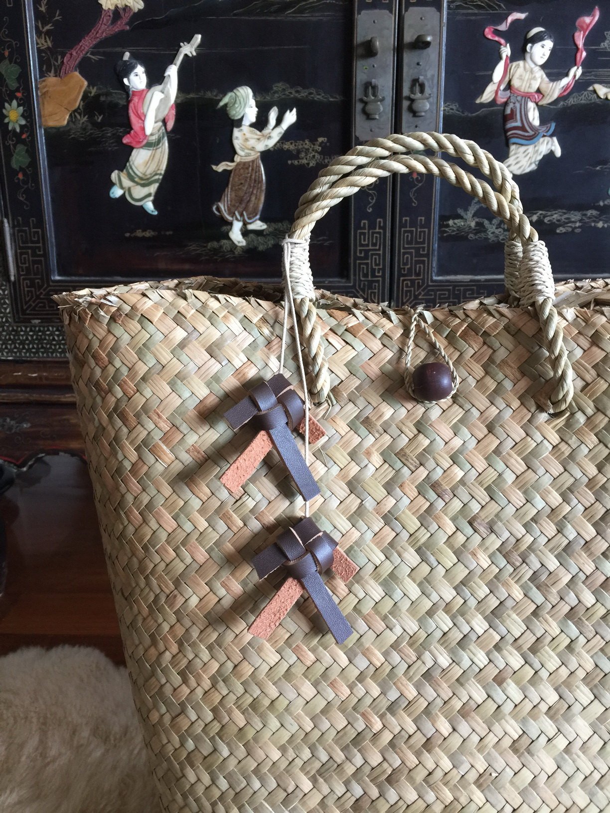 Extra Large Straw Basket Bag - Natural Woven Tote for Beach, Picnic & Shopping | Eco-Friendly Handmade Straw Beach Bag & Picnic Tote for Women | Perfect for Summer Outings, Farmers Market & Boho Style