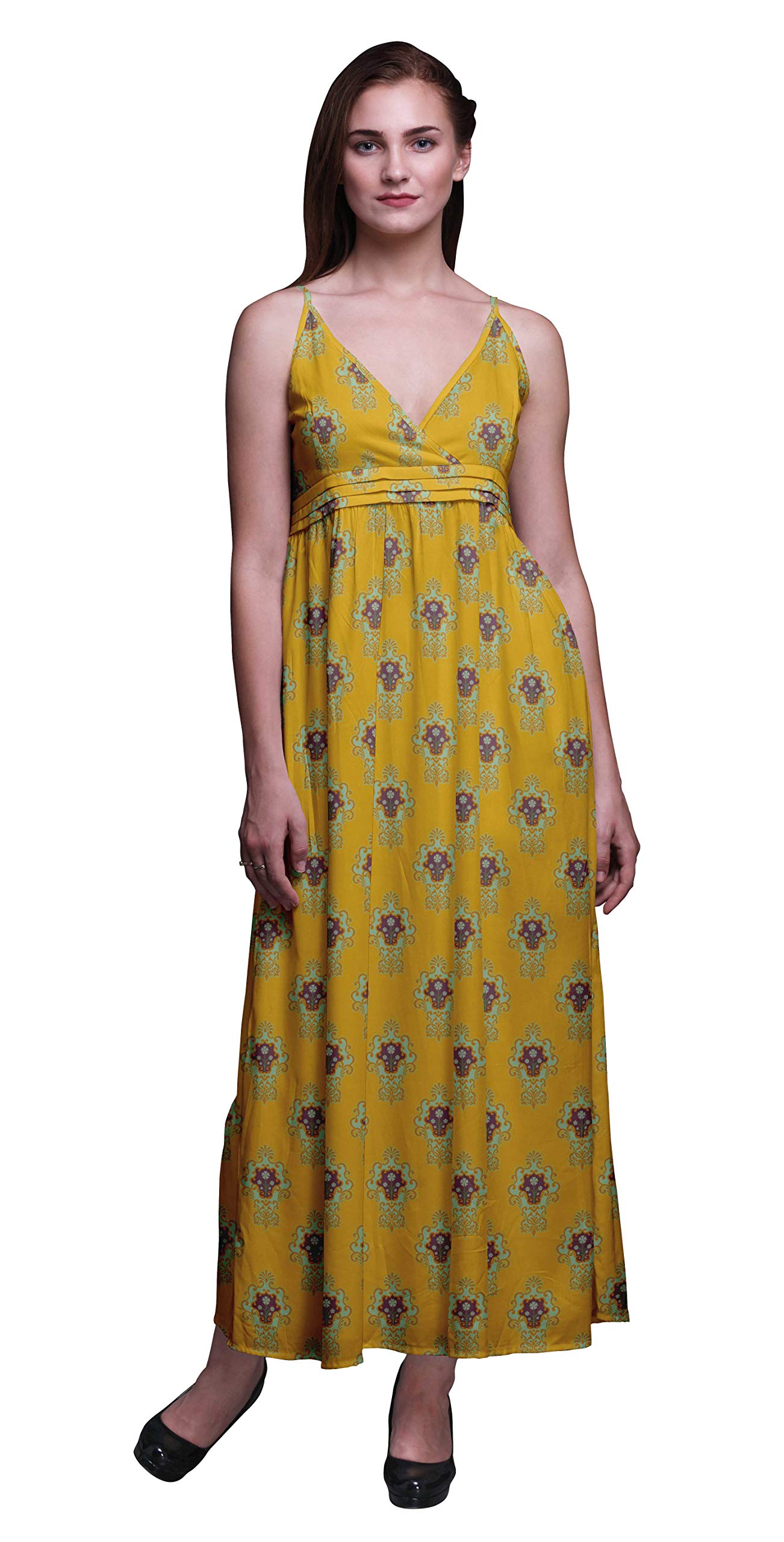 Bimba Women's Printed Sleeveless Bohemian Maxi Dress - Strappy Summer Beach Cover Up for Vacation, Pool Party & Outdoor Date Night