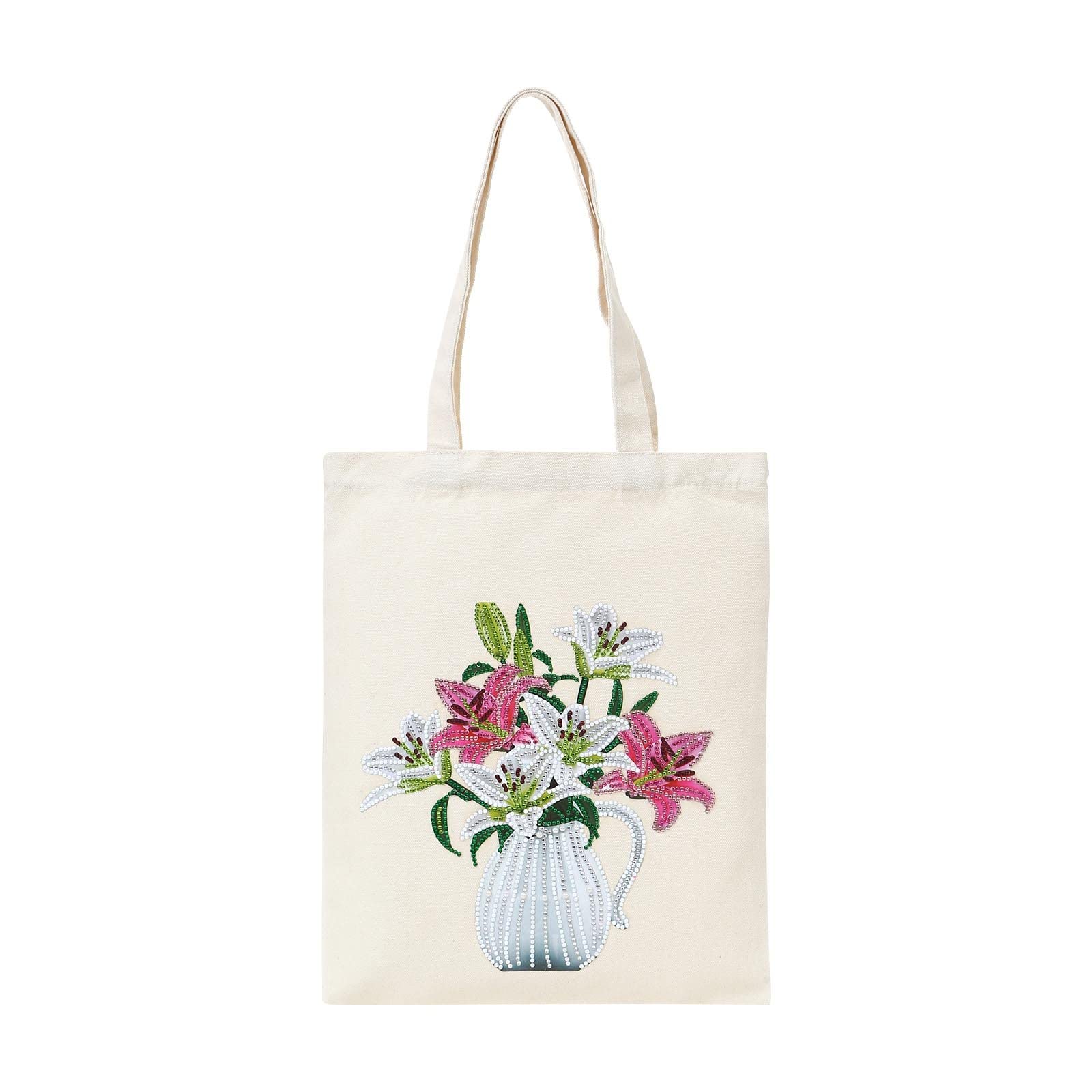 5D DIY Diamond Painting Cotton Canvas Tote Bag for Women - Reusable Grocery Shoulder Bag, Durable & Fashionable - Perfect for Shopping, Beach, Work & Travel