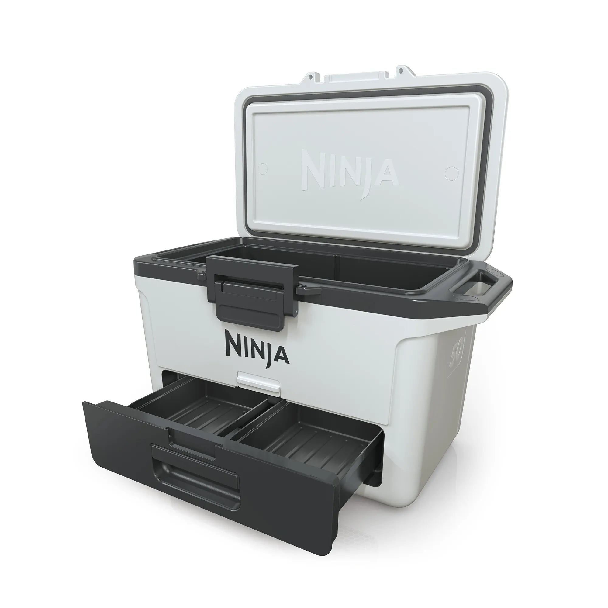 Ninja FrostVault 47L Hard Cooler with Dry Zone - Insulated Outdoor Cooler for Camping, Beach, Picnics & Tailgating - Leakproof Food Storage with Separate Dry Compartment