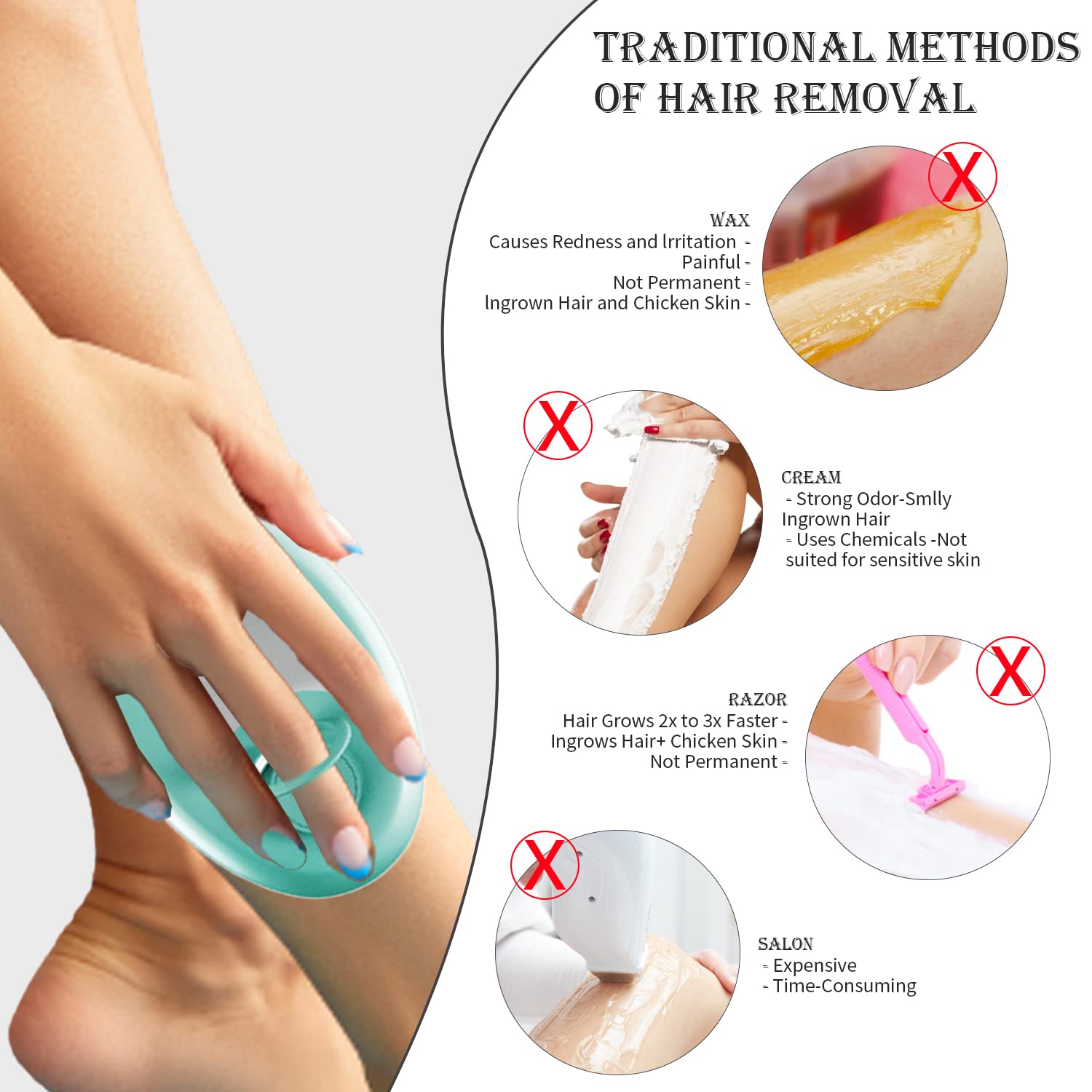 2023 New Nano Crystal Hair Eraser - Painless Epilator for Women | Magic Crystal Hair Removal Stone | No Shaving Required | Smooth Skin Device | Perfect for Travel, Home Spa & Post-Waxing Care