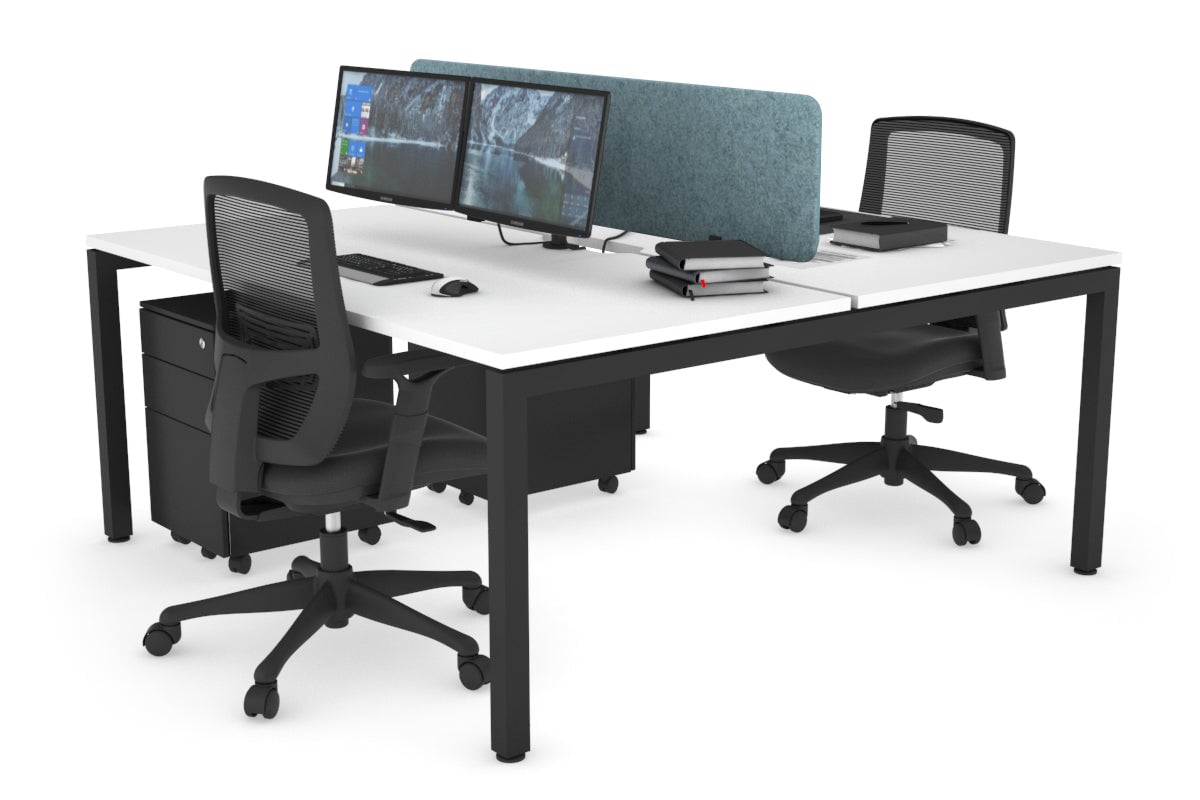 Quadro Square Legs 2 Person Office Workstation Desk - 1400L x 800W with Cable Management Scallop - Perfect for Shared Workspaces & Home Offices