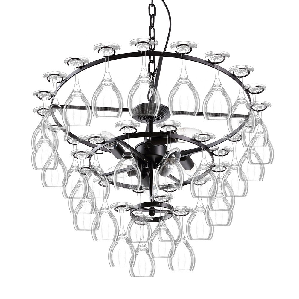 HomeLava Wine Glass Pendant Ceiling Light - Modern Chandelier for Living Room, Dining Room, Kitchen Island | Perfect for Home Decor, Restaurant Lighting (Wineglass Not Included)
