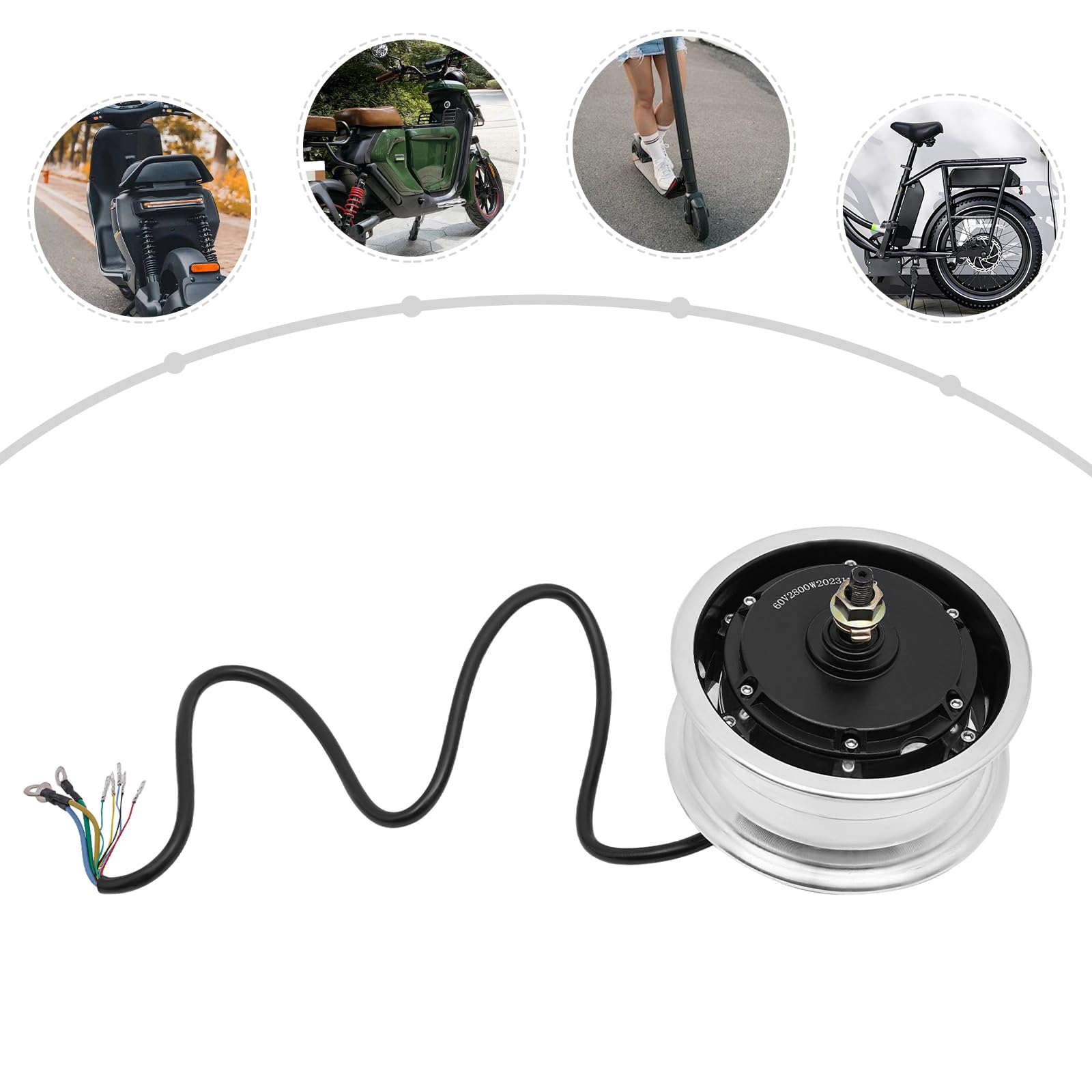 60V 2800W Brushless Electric Scooter Hub Motor - Front & Rear Drive 11 Inch Wheel Motor for E-Scooters - Perfect for Commuting, Urban Travel & Last-Mile Delivery