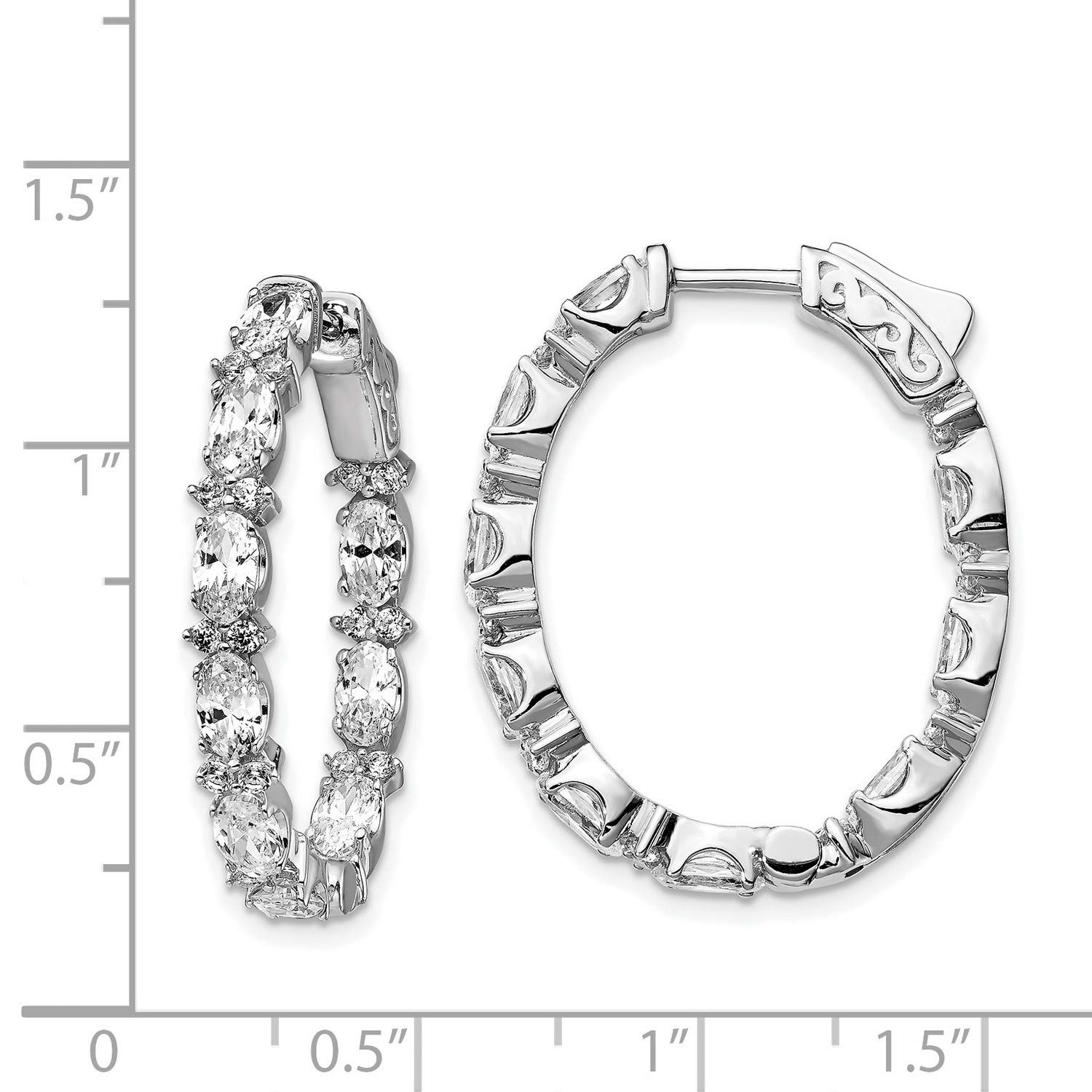 Sterling Silver CZ Oval Hoop Earrings for Women - 29.5x23.9mm Elegant Dangle Drop Earrings for Party, Wedding & Everyday Wear