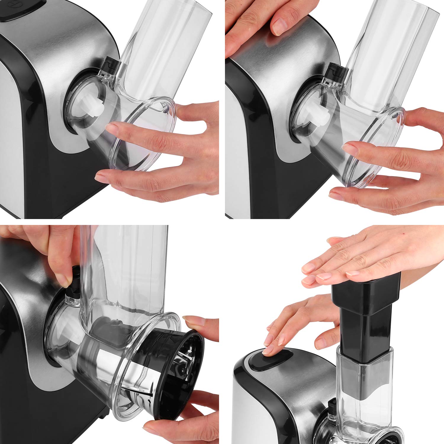 5-in-1 Electric Cheese Grater & Shredder - Professional Kitchen Tool for Block Cheese, Carrots, Cabbage & Nuts - BPA-Free Salad Maker - Perfect for Home Cooking, Meal Prep & Party Platters