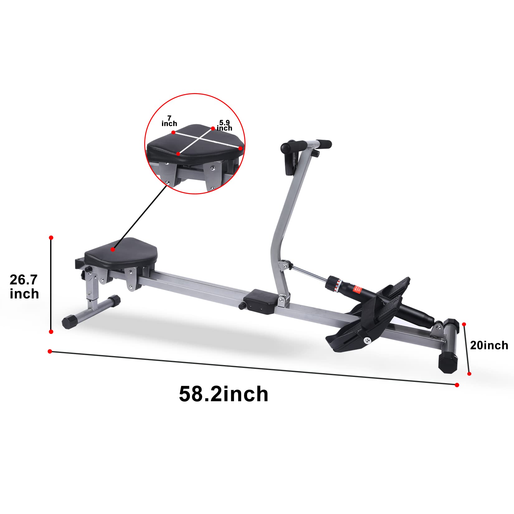 YSSOA Magnetic Rowing Machine for Home Gym - 12-Level Adjustable Resistance Rower Ergometer with Digital Monitor, 260 lbs Weight Capacity (Black) - Perfect for Cardio Workouts, Full-Body Training & Indoor Fitness