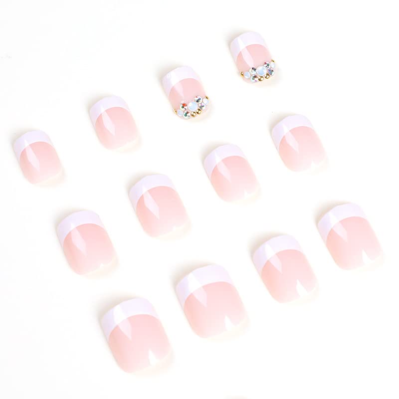 Sereen Beaute 24pcs Acrylic Press On Nails for Women - French Sparkle Fake Nails with Adhesive Tabs, Stick On Nails with Elegant Designs - Perfect for Parties, Weddings, and Special Occasions