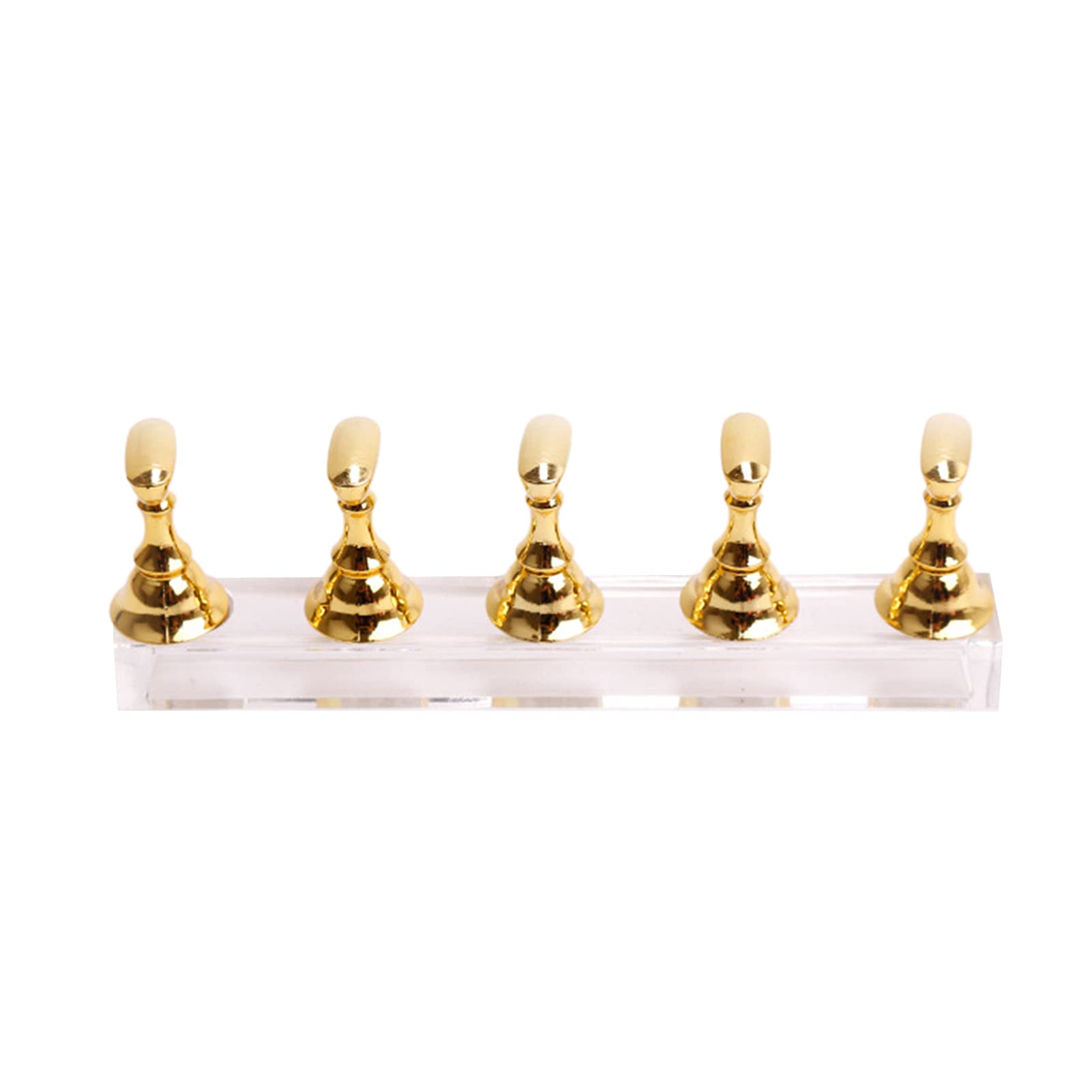 Magnetic Acrylic Nail Display Stand - Nail Tip Practice Holder for DIY Manicure & Nail Art, False Nail Application Tool - Perfect for Home Salon, Professional Practice & Nail Art Training (Golden)