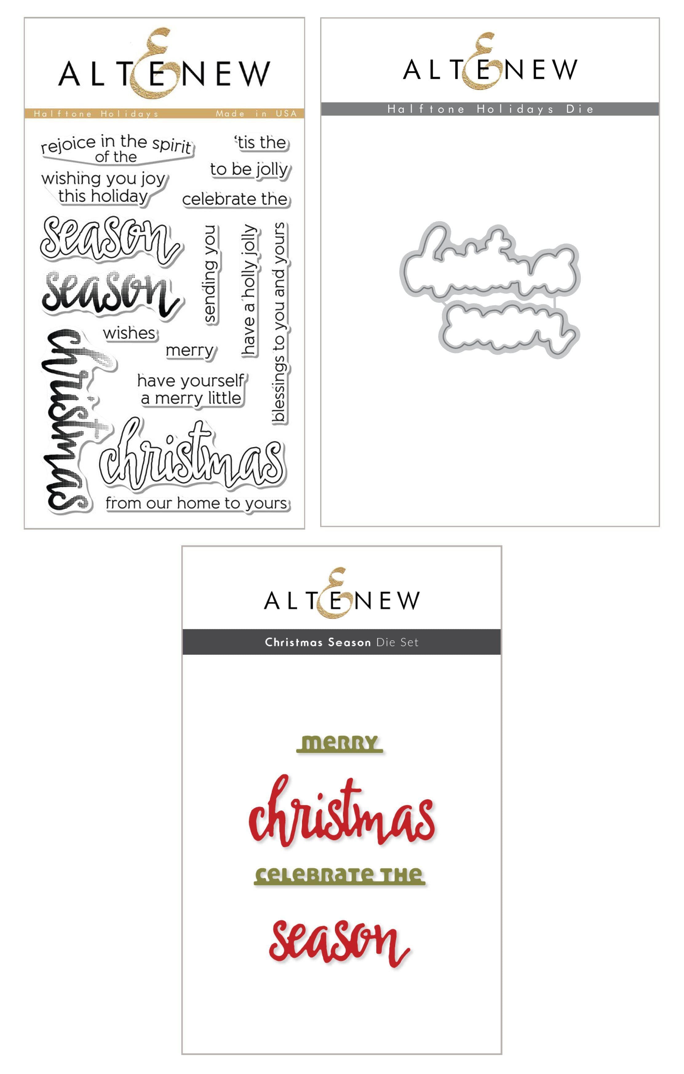 Halftone Holidays Stamp & Die Set Bundle - Christmas Card Making Supplies for DIY Scrapbooking & Holiday Crafts