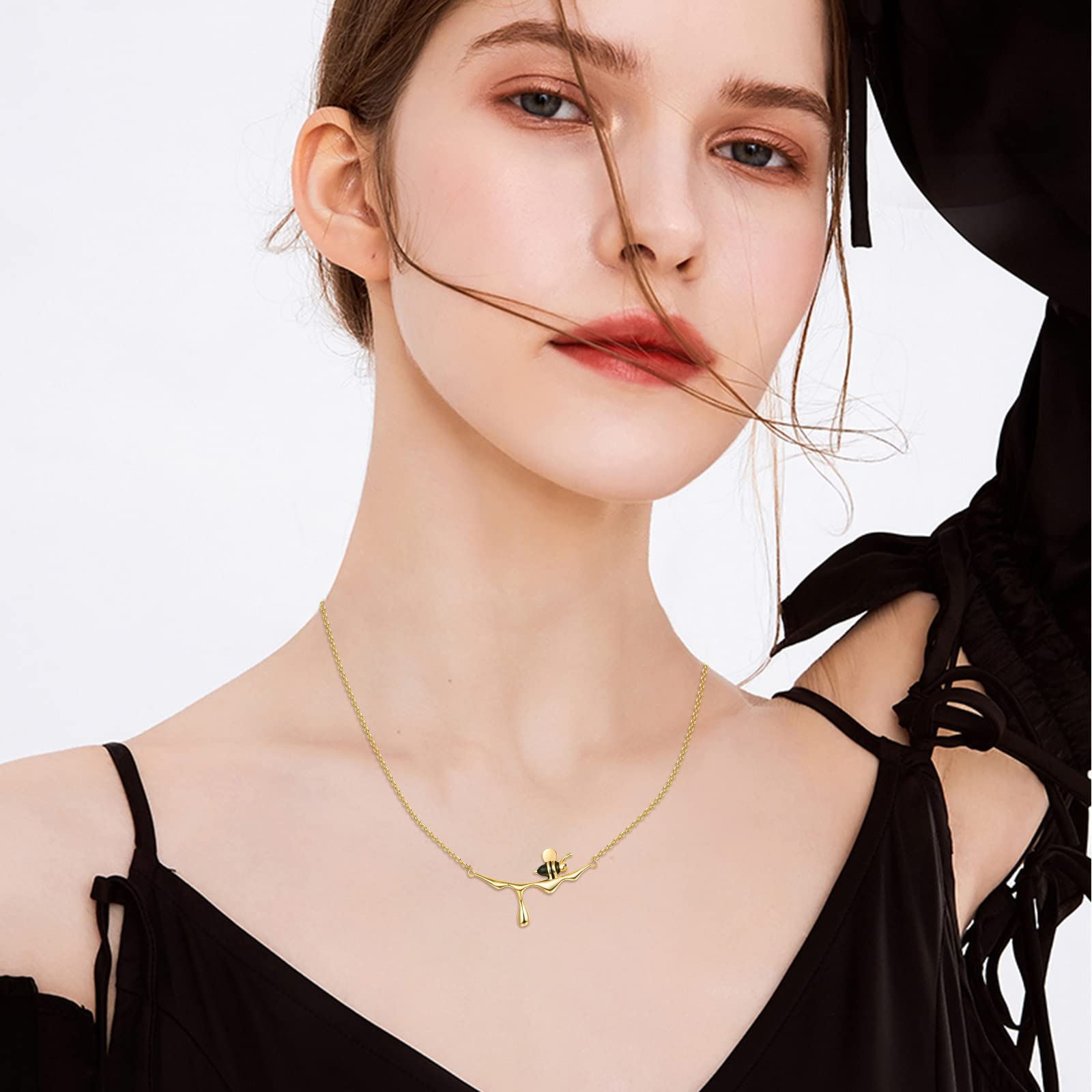 CUOKA MIRACLE 925 Sterling Silver Honey Bee Pendant Necklace - Bumblebee Jewelry with Dripping Honey Charm, Elegant Birthday Gift for Women | Perfect for Everyday Wear, Date Nights & Special Occasions