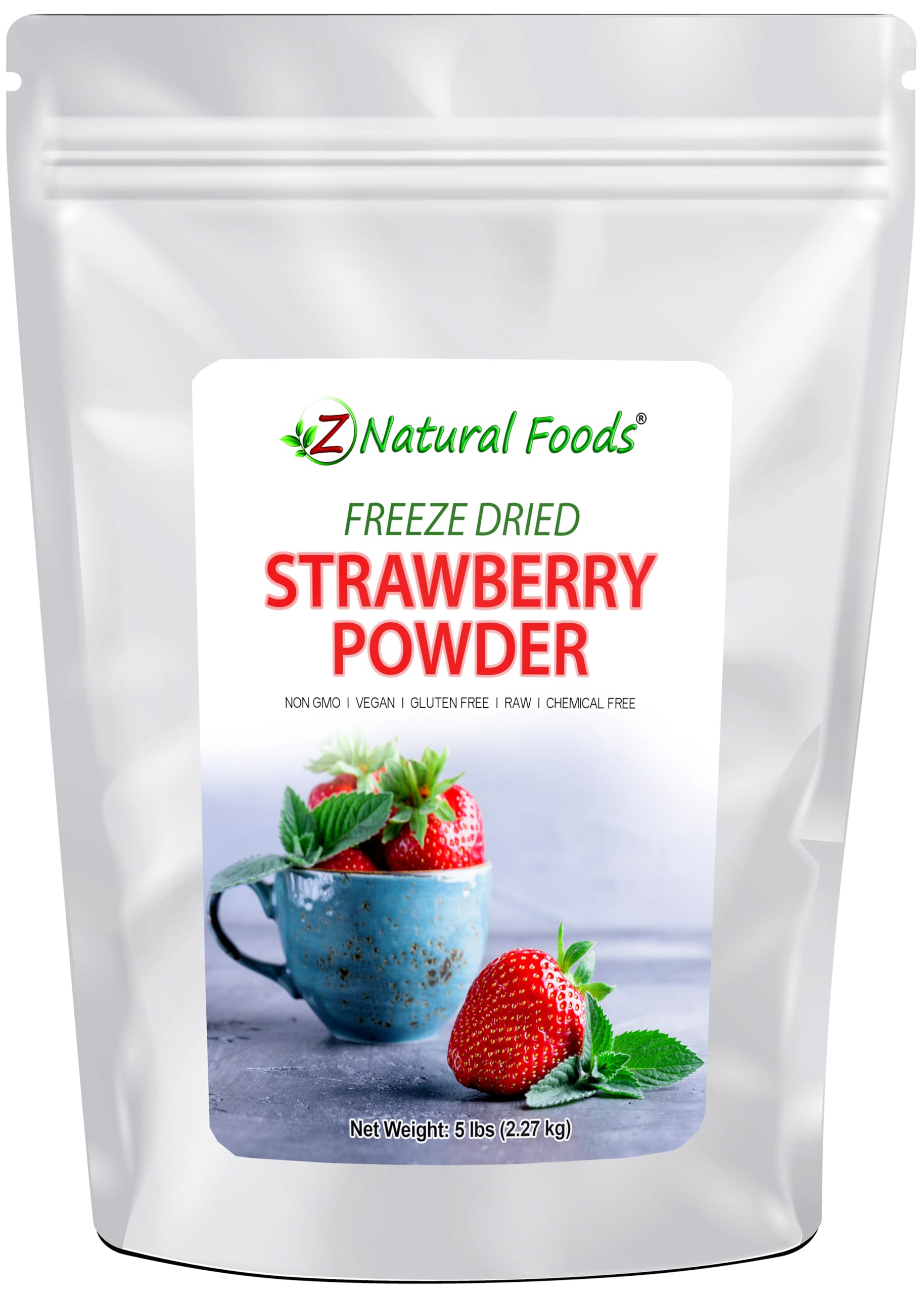 Organic Strawberry Powder by Z Natural Foods - Freeze Dried, Non-GMO, Gluten-Free for Smoothies, Baking & Healthy Snacks
