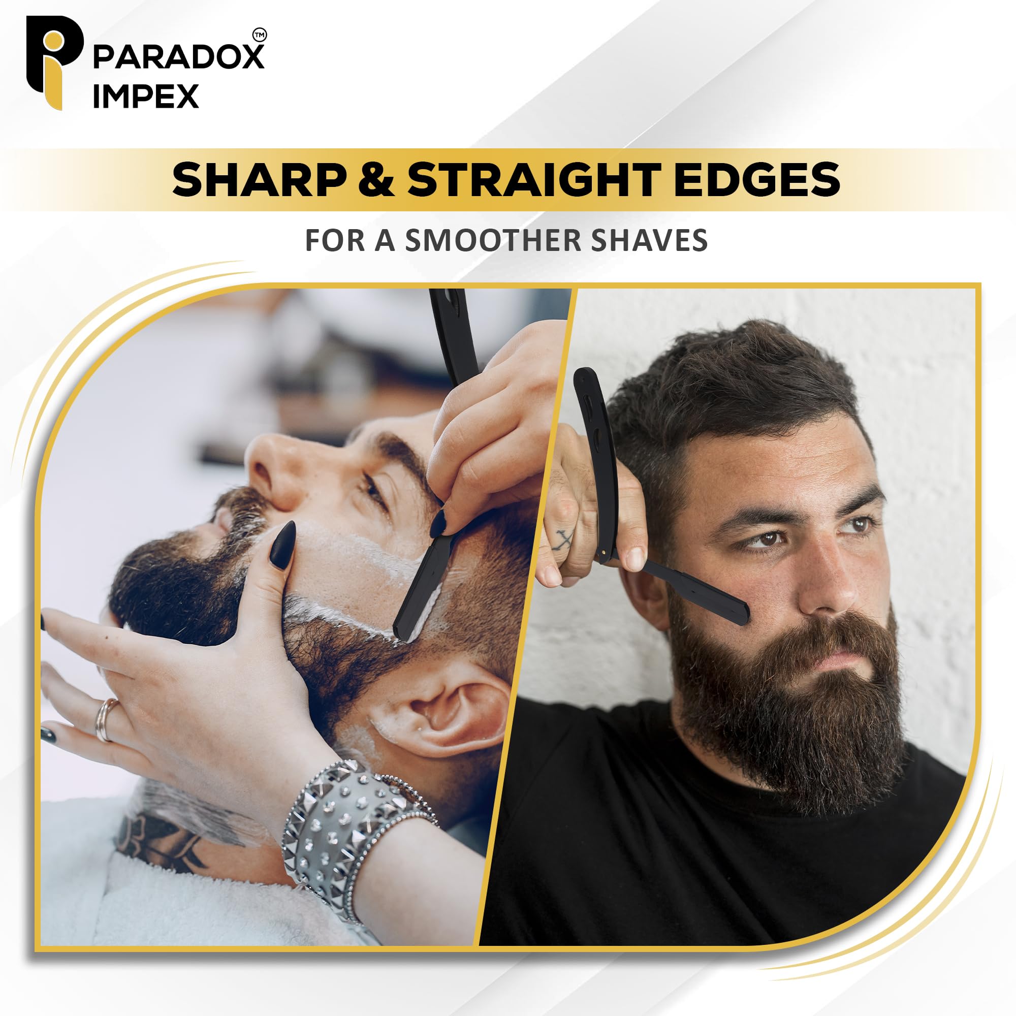 Premium Stainless Steel Straight Razor for Men - Black Barber Razor with 20 Double-Sided Blades & Travel Pouch | Professional Shaving, Grooming & Beard Care for Home or Salon Use