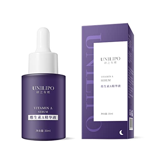 UNILIPO Vitamin A Retinol Serum for Face - Anti Aging, Wrinkle Reduction & Brightening with Niacinamide & Hyaluronic Acid | Night Repair Treatment for Glowing Skin