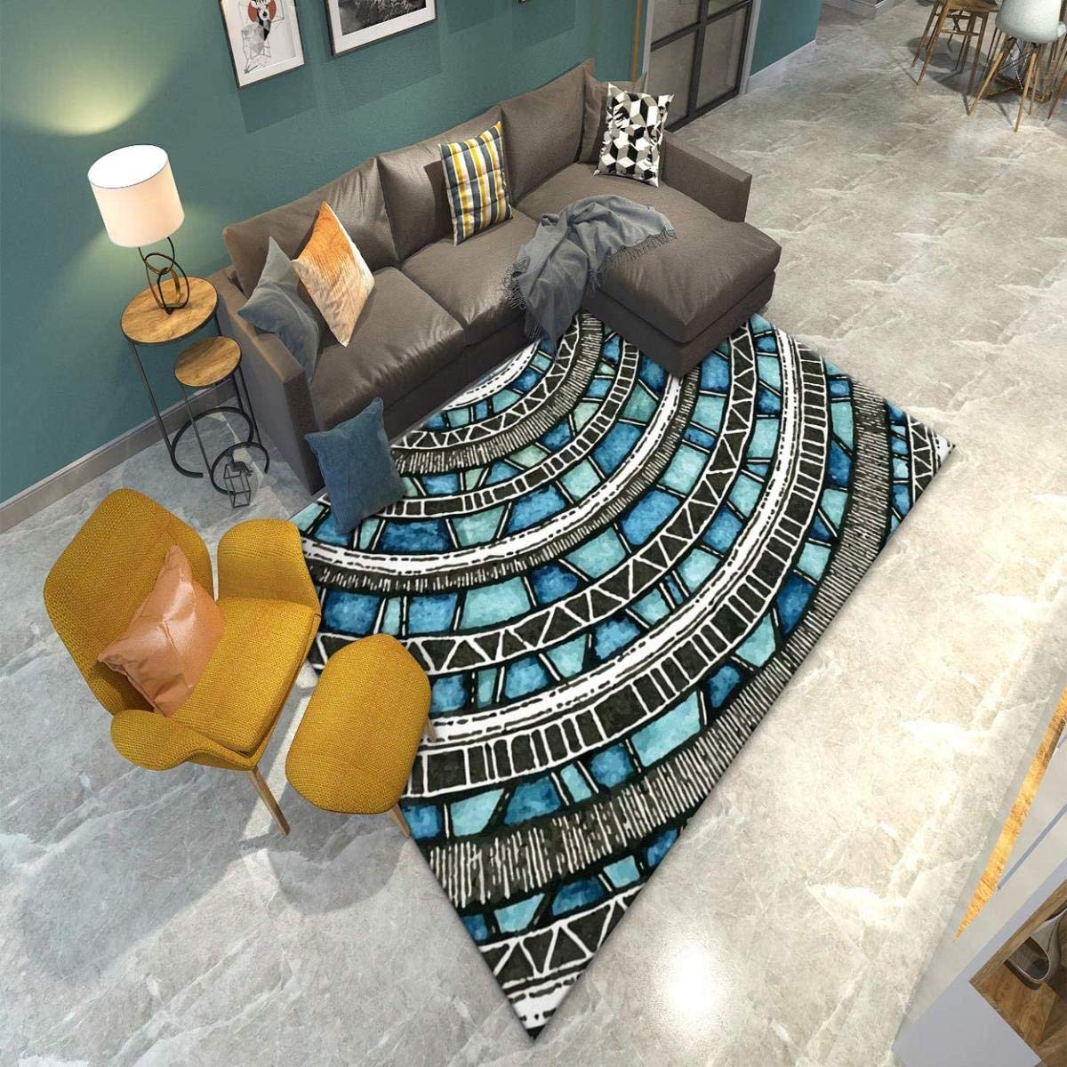 Soft Fluffy Modern Rectangle Fur Rug Runner - 4.6' x 6.5' Non-Slip Living Room Rug for Kids Bedroom, Home Decor, Floor Accent - Perfect for Cozy Spaces, Nursery, Playroom & Dorm Decor