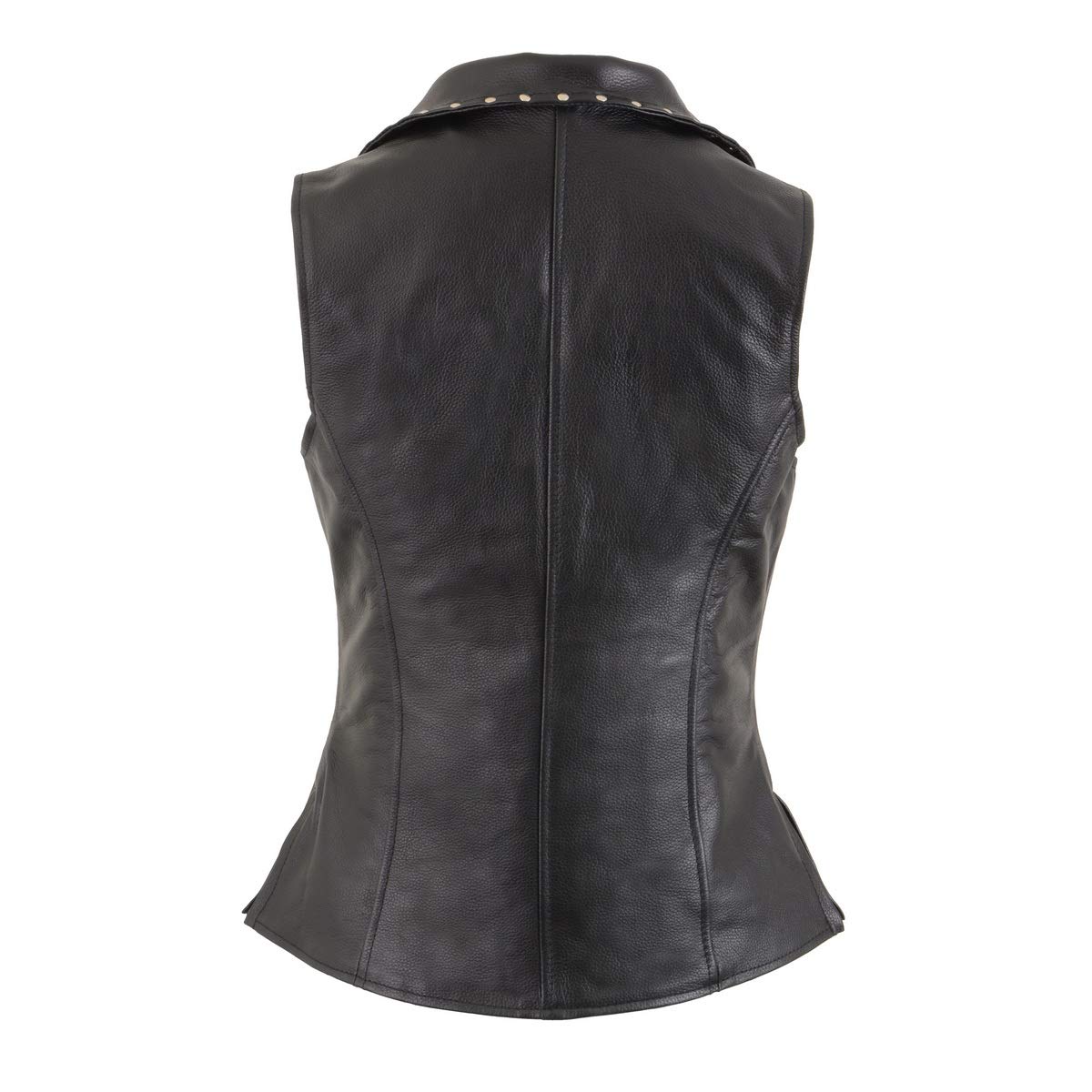Milwaukee Leather MLL4503 Women's Black V-Neck Motorcycle Vest - Genuine Leather Biker Jacket with Riveted Lapel Collar - Medium Size - Perfect for Riding, Motorcycle Events & Casual Outfits