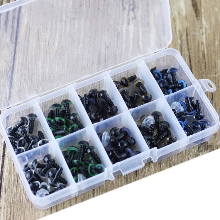 100 Pieces 8mm Plastic Safety Eyes with Washers - DIY Craft Eyes for Amigurumi, Sewing, Crochet Projects - Perfect for Doll Making, Stuffed Animals & Plush Toys