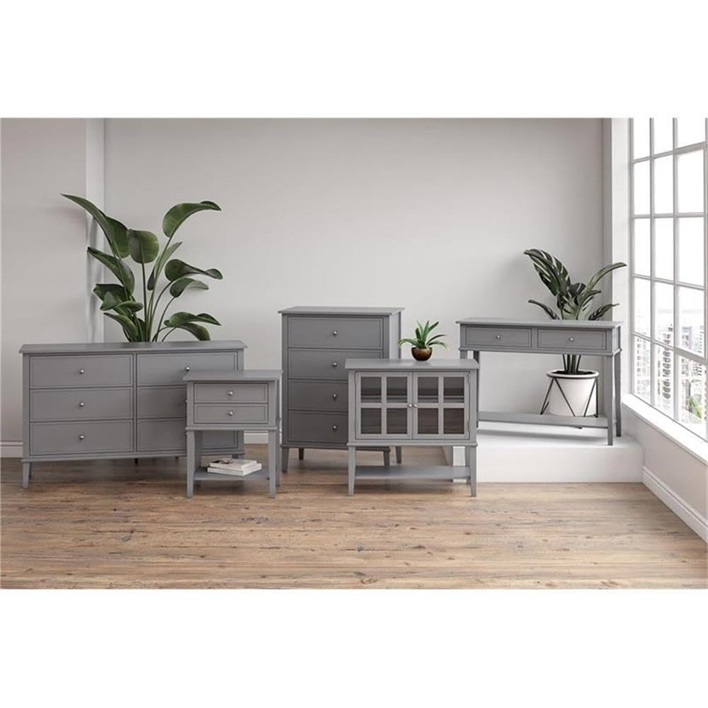 Ameriwood Home Franklin Accent Table with 2 Drawers, Gray - Stylish End Table or Nightstand for Living Room, Bedroom, Office - Perfect for Storing Books, Lamps & Decor