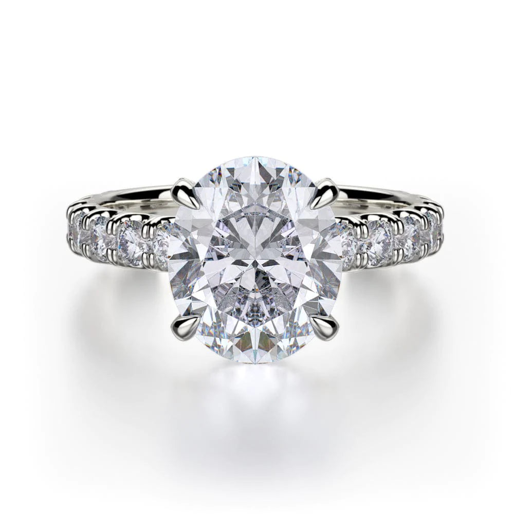 3/4 Eternity Diamond Engagement Ring for Women - 14K White Gold Wedding Band, Anniversary Gift for Her - Perfect for Proposals, Bridal Jewelry & Special Occasions