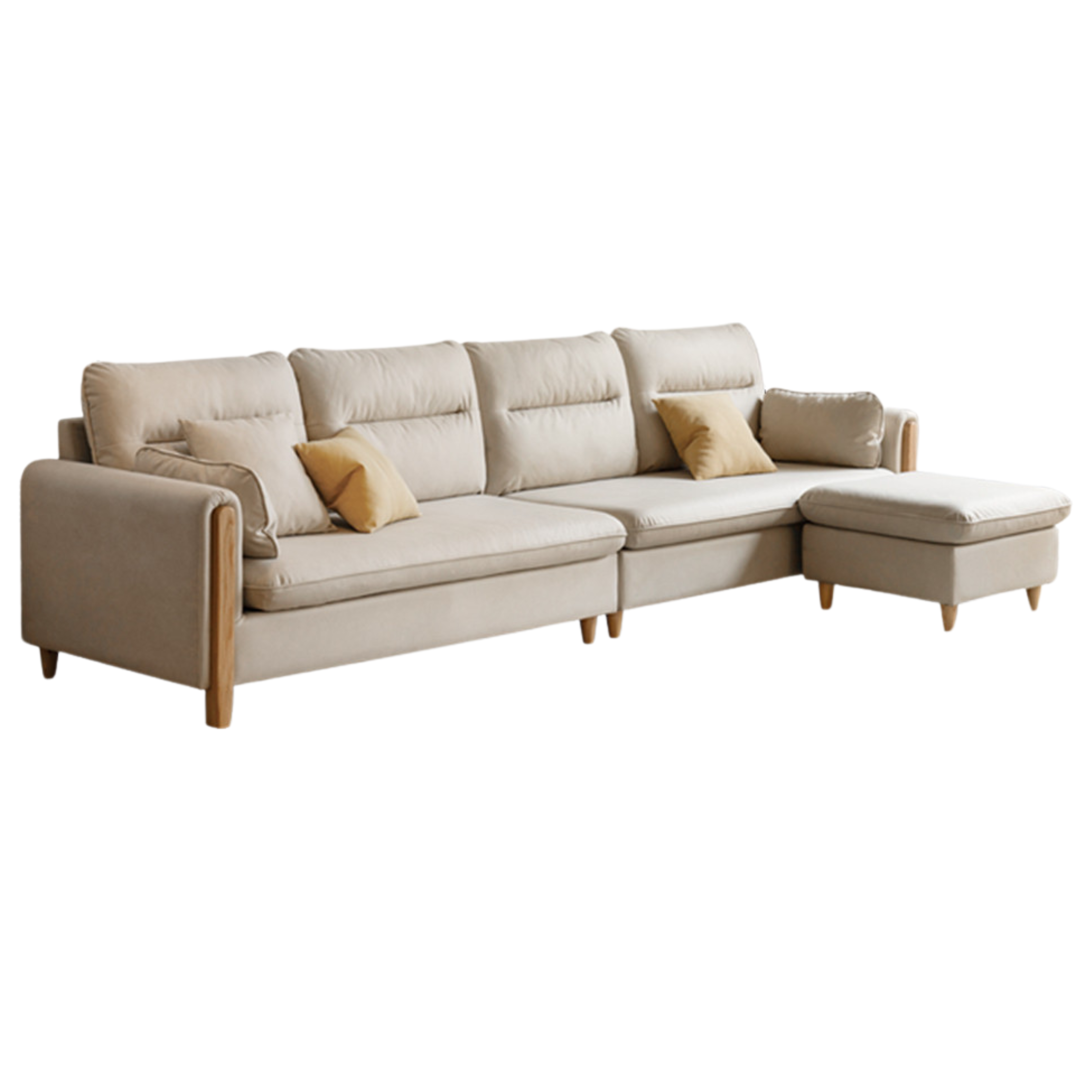 Premium Oak Solid Wood Luxury Fabric Sofa - Elegant & Durable Living Room Furniture for Home & Office Decor