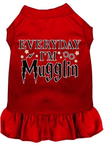 Everyday I'm Mugglin Funny Dog T-Shirt - Cute Screen Printed Pet Clothes in Multiple Colors - Perfect for Dog Walks, Parties & Photo Shoots