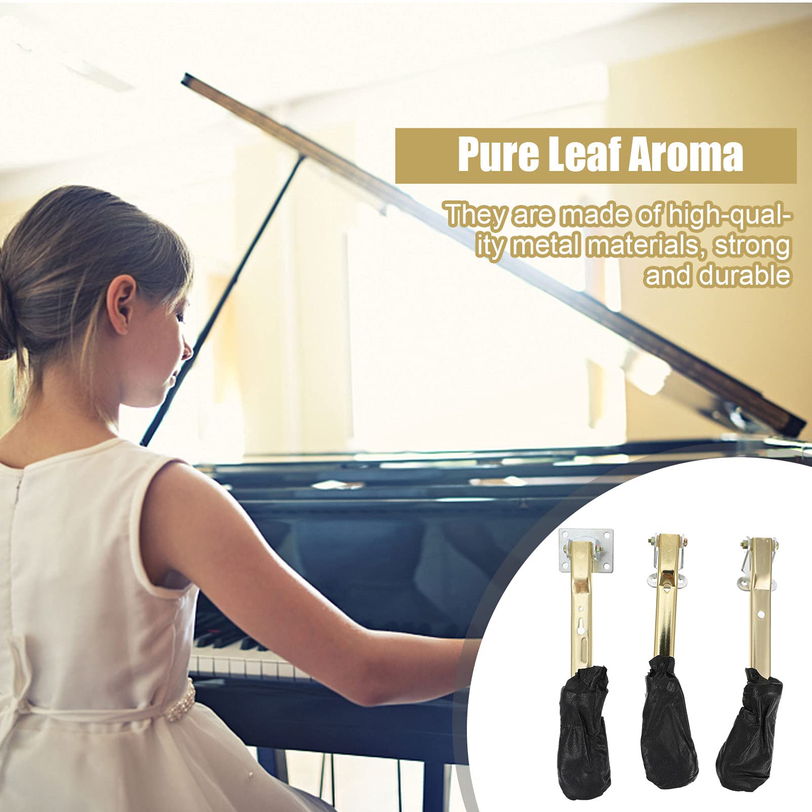 MILISTEN 3-Piece Gold Piano Pedal Cover - Metal Keyboard Protector for Digital Pianos at Home