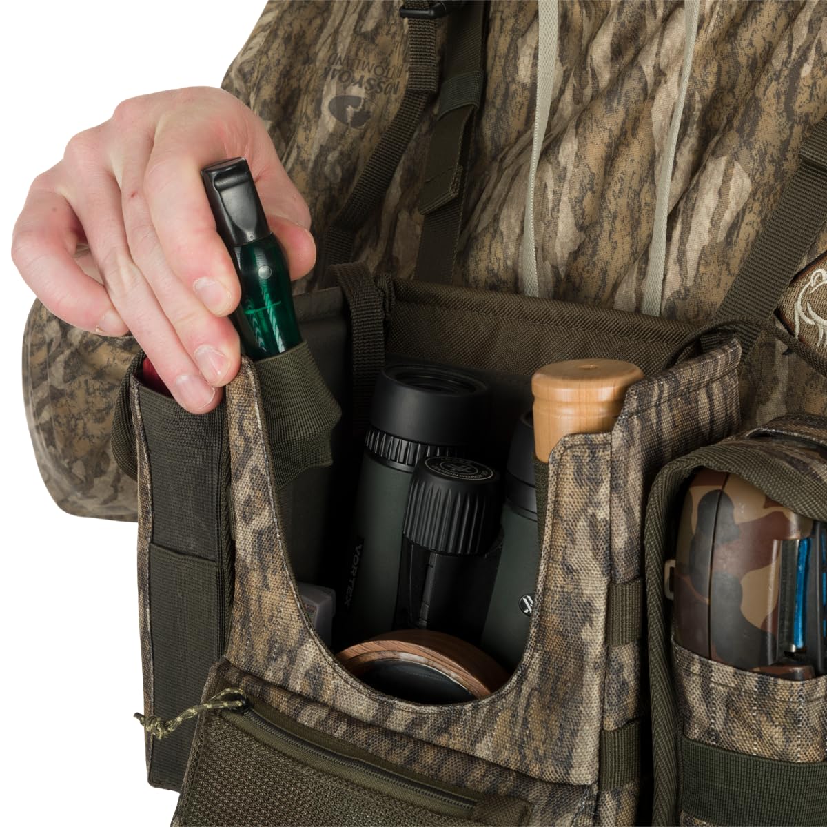 Drake Waterfowl Ol' Tom Turkey Camo Chest Pack Bino Harness - Mossy Oak Bottomland Camouflage for Hunting Gear - Perfect for Turkey Hunting, Bird Watching & Outdoor Adventures