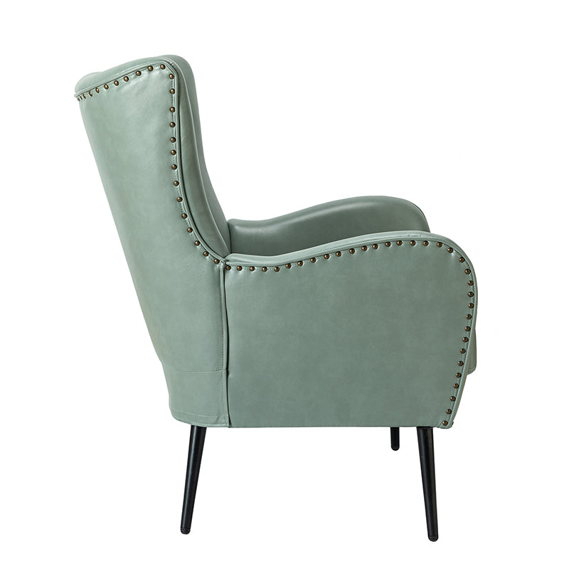 Stylish Shepherd Wingback Vegan Leather Armchair - Modern PU Leather Accent Chair for Living Room, Bedroom & Office - Comfortable Mid-Century Design with Optional Types