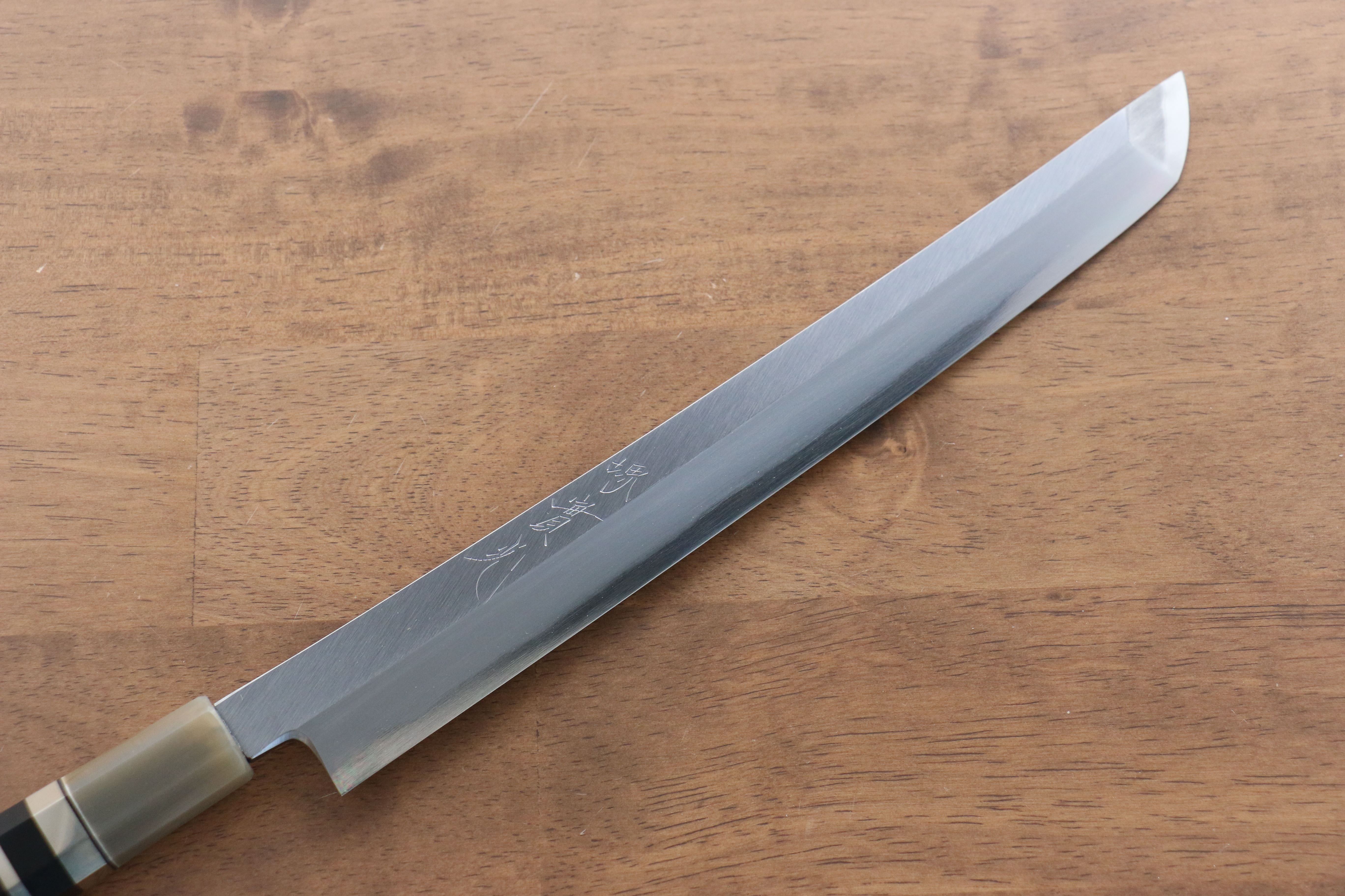 Premium Jikko Shiko White Steel Sakimaru Yanagiba 270mm Japanese Sushi Knife - Ebony Wood Handle with Double Ring Design - Perfect for Sushi Chefs & Japanese Cuisine Preparation