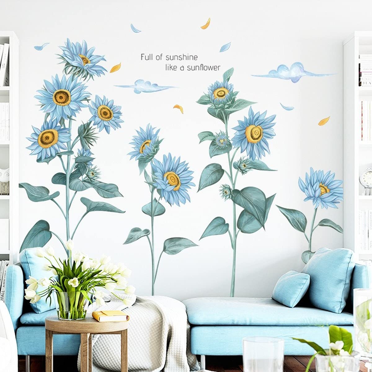 Sunflower Wall Decals - 3D Vinyl Flower Stickers for Home Decor | Peel & Stick Wall Art for Living Room, Bedroom, Bathroom, Classroom | Yellow Floral Wall Decorations for Furniture & Picture Wallpaper | Perfect for Nursery, Office, Dorm & Party Decor