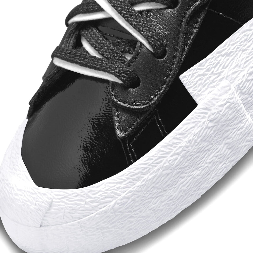 Nike x Sacai Blazer Low Sneakers - Patent Leather Black & White Basketball Shoes for Men & Women | Streetwear Fashion & Casual Wear