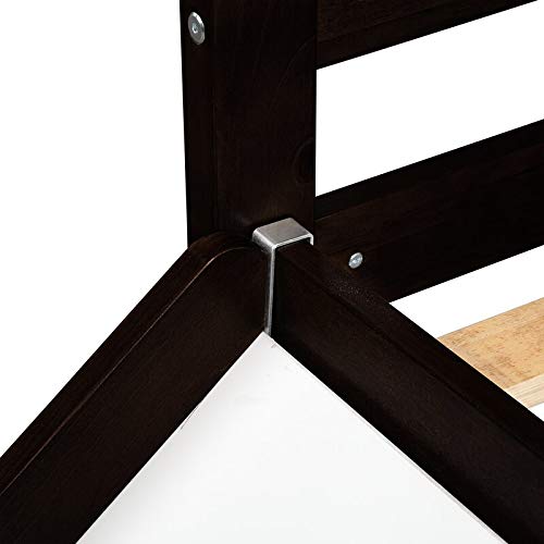 Kids Wooden Loft Bed with Slide & Ladder - Twin Size Low Profile Mini Loft Bed for Small Spaces, No Box Spring Required (Espresso) - Perfect for Kids' Bedrooms, Playrooms & Small Apartments