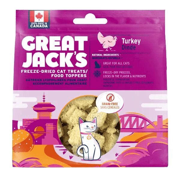 Premium Freeze-Dried Turkey Cat Treats & Food Toppers by Great Jack – High-Protein, Grain-Free Snacks for Indoor & Outdoor Cats – Perfect for Training, Rewards, and Mealtime Boosts