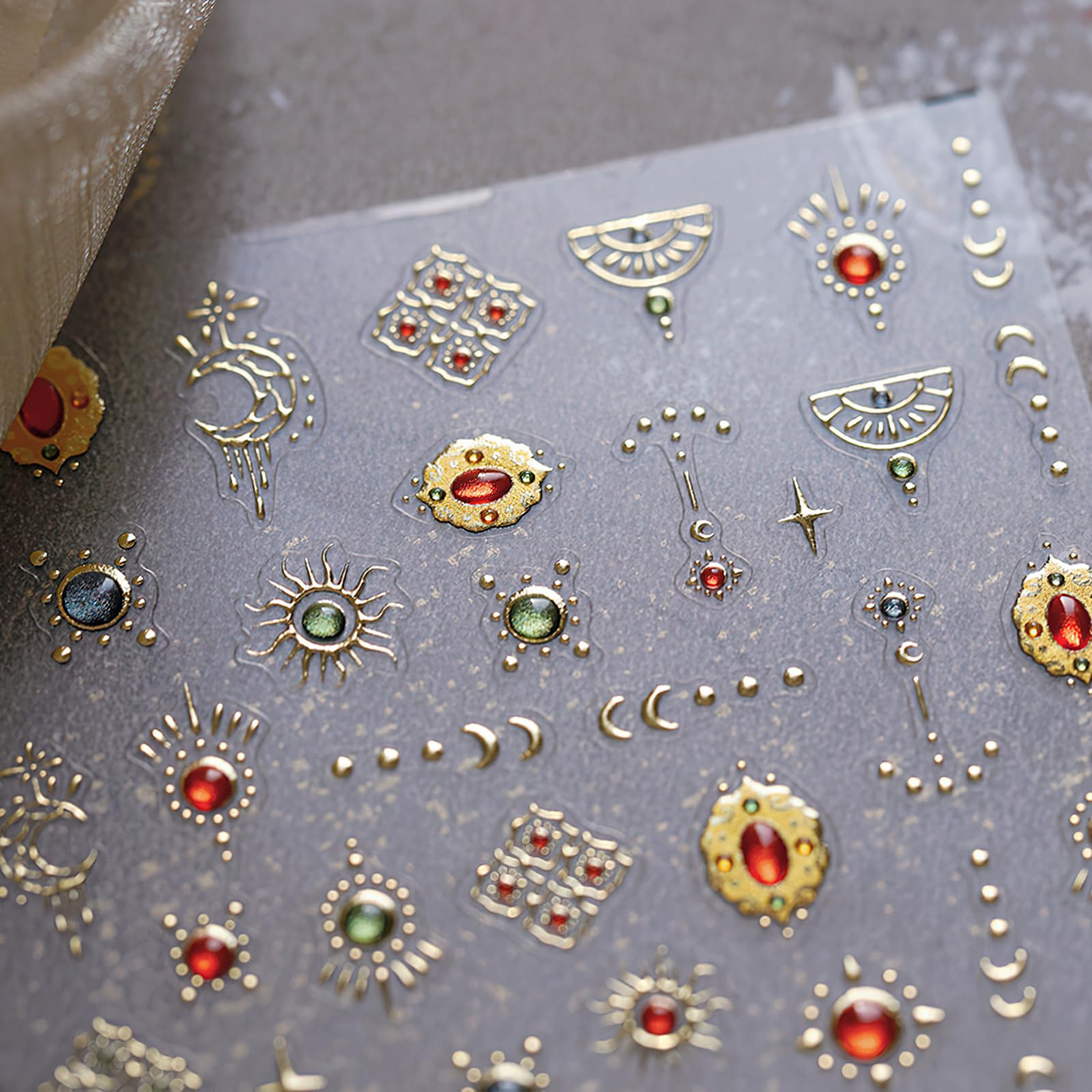 5D Embossed Retro Gold Nail Art Stickers - Luxury Sun Moon Star Nail Decals, Self-Adhesive Jewelry Nail Accessories for Women DIY Manicure | Perfect for Parties, Weddings, and Special Occasions