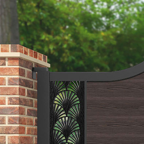 Classic Laurel Curved Top Driveway Gate - Dark Oak Finish - End Screen Design - Perfect for Home Security & Garden Entrance Enhancement