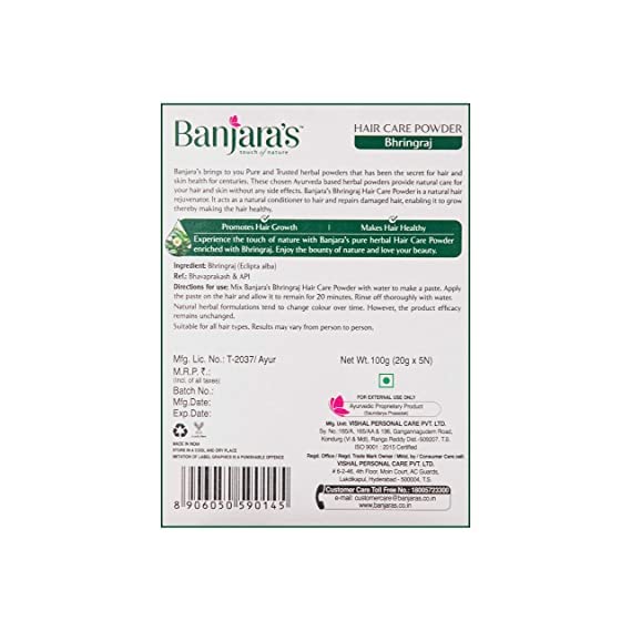 Banjara's Bhringraj Powder for Hair Growth & Spa Treatment - 300g | 100% Natural, Chemical-Free, Preservative-Free, Pesticide-Free | DIY Hair Mask for Thicker, Longer & Healthier Hair - Perfect for At-Home Hair Care & Ayurvedic Treatments