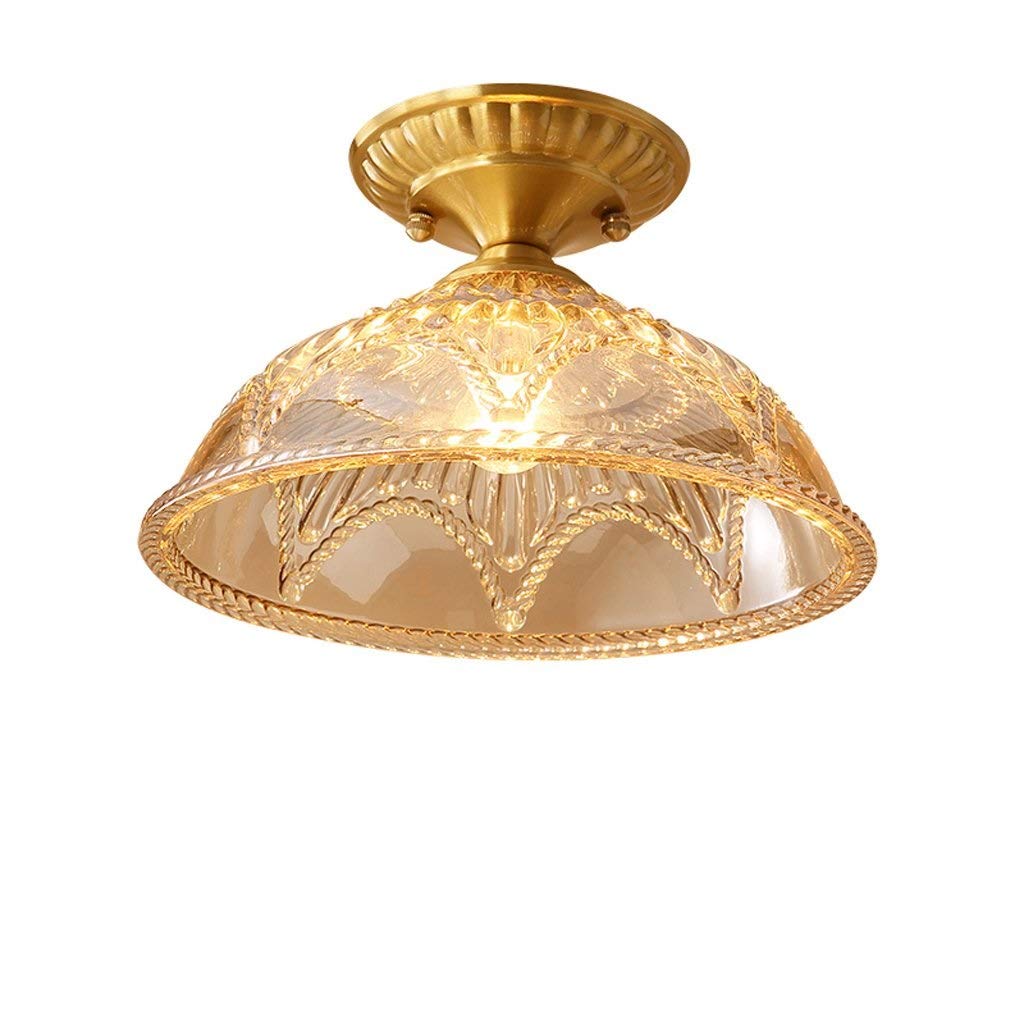 American Copper Art Ceiling Light with Round Glass Lampshade - Vintage Style Lighting Fixture for Living Room, Bedroom, Study, Kitchen, Hallway & Balcony | Perfect for Home Decor and Ambient Lighting