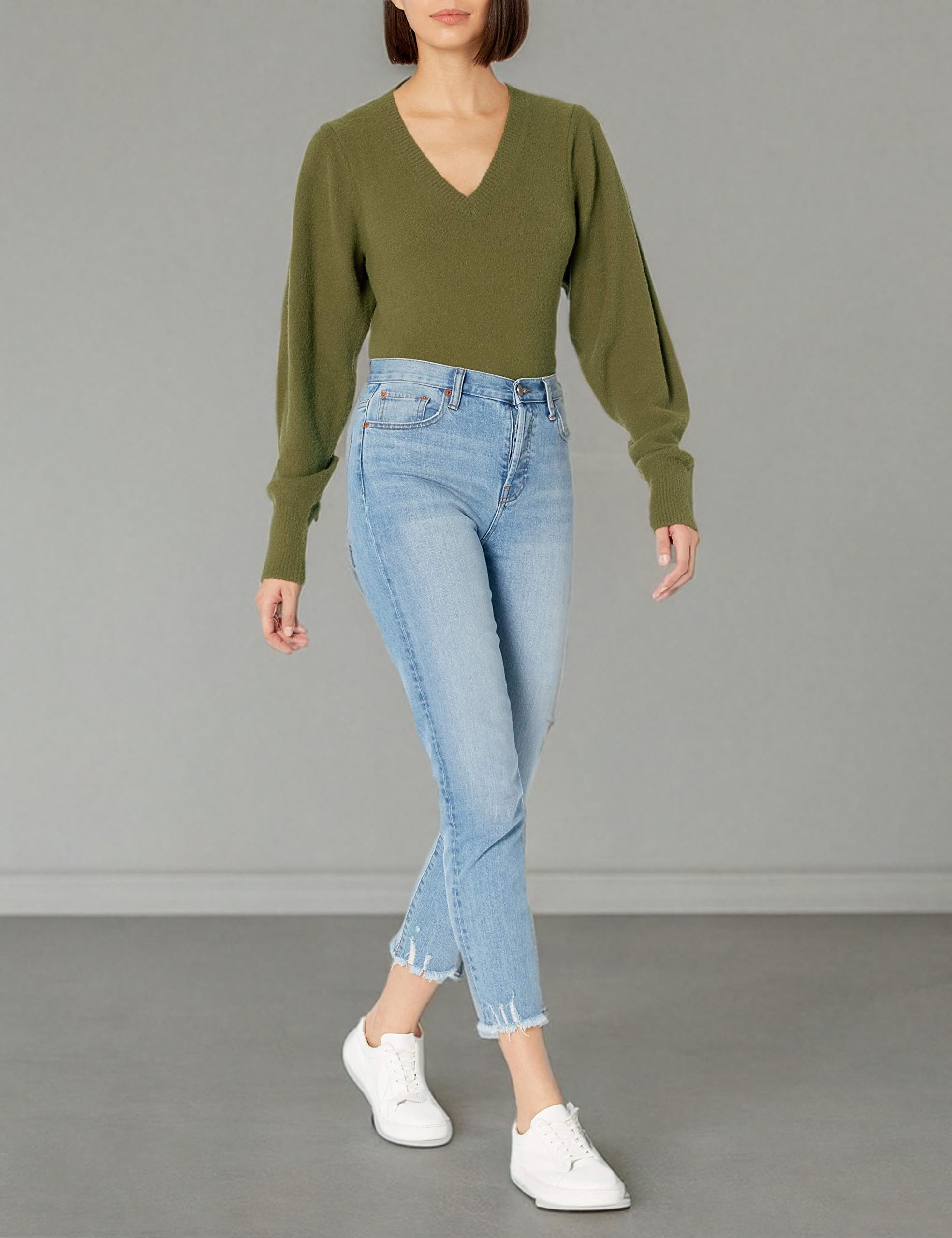 The Drop Women's Edith Pleated-Shoulder V-Neck Sweater | Soft Knit Pullover for Fall & Winter | Perfect for Office Wear, Date Nights & Casual Outfits
