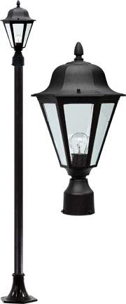 Daniella Black Post Light Fixture with Frosted Glass & 16W LED Lamp (85-265V) - Outdoor Wall Lighting for Garden, Patio, and Pathway