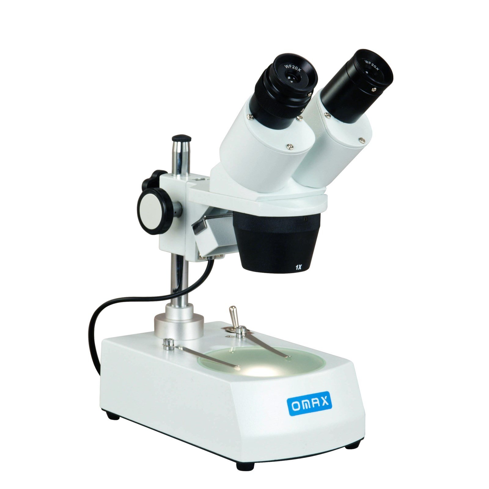 OMAX 20X-60X Binocular Stereo Microscope with Dual LED Illumination (Top & Bottom Light) for Coin Collecting, Jewelry Inspection & Electronics Repair