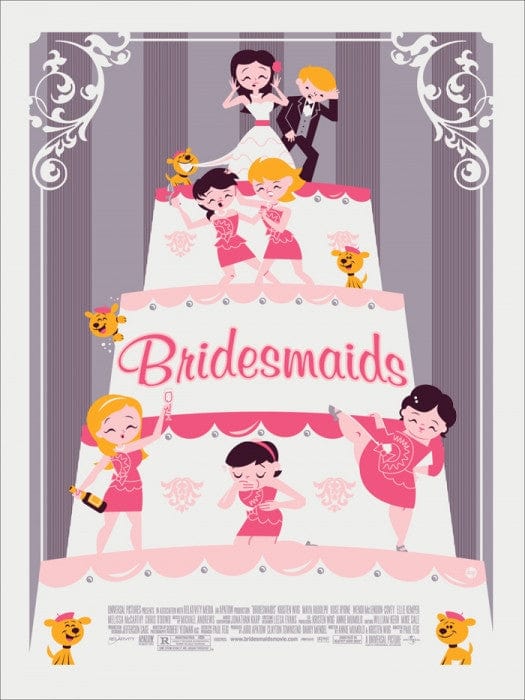 Bridesmaids Movie Poster by Dave Perillo - Vintage Style Art Print for Home Decor, Office Wall Art & Movie Memorabilia Collection