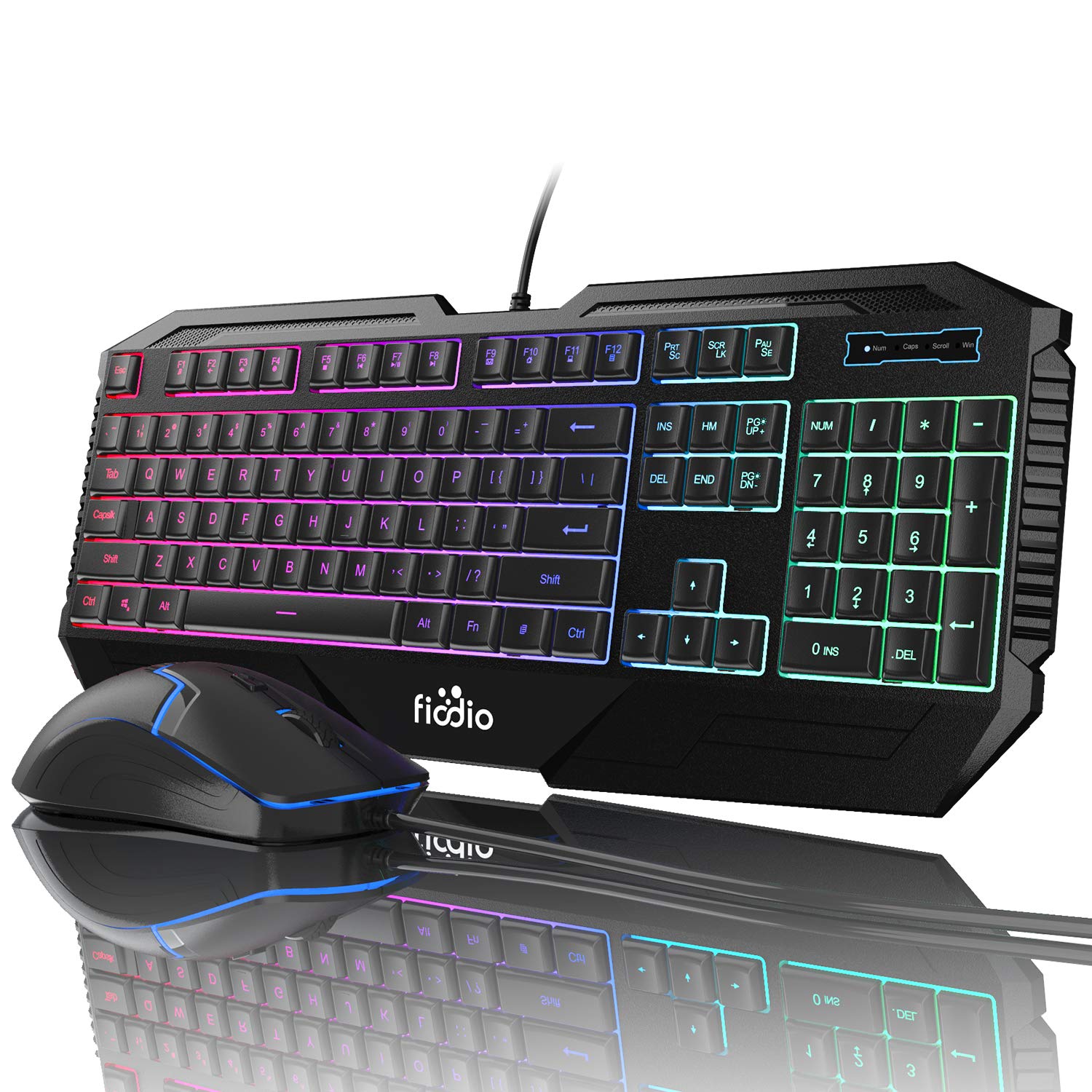 Rainbow Gaming Keyboard & Mouse Combo - 104 Keys, 1600 DPI for PC Gamers - Perfect for Esports & Office Work