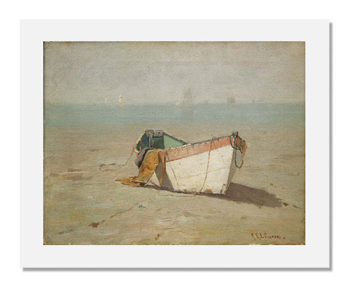 Charles Edwin Lewis Green Winter Dory Painting - King's Beach Swampscott Massachusetts Coastal Art - Perfect for Home Decor & Beach House Wall Art